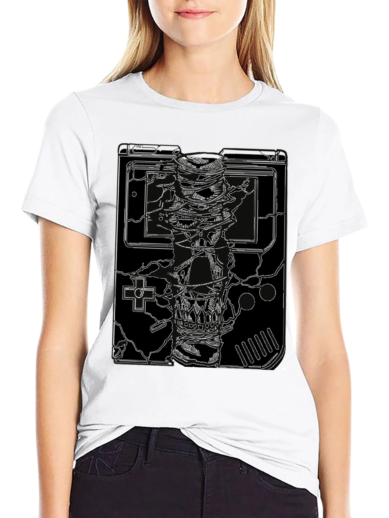 Game Over Skull T-Shirt - Retro Gamer Style