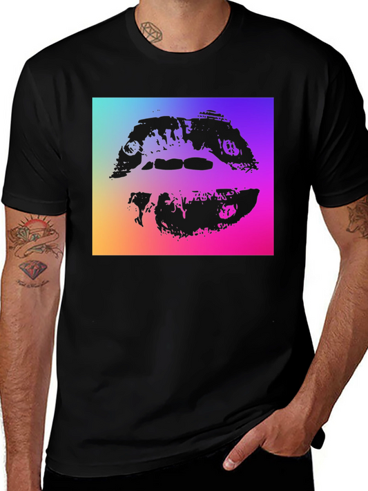 Abstract Lips Graphic Tee - Black
