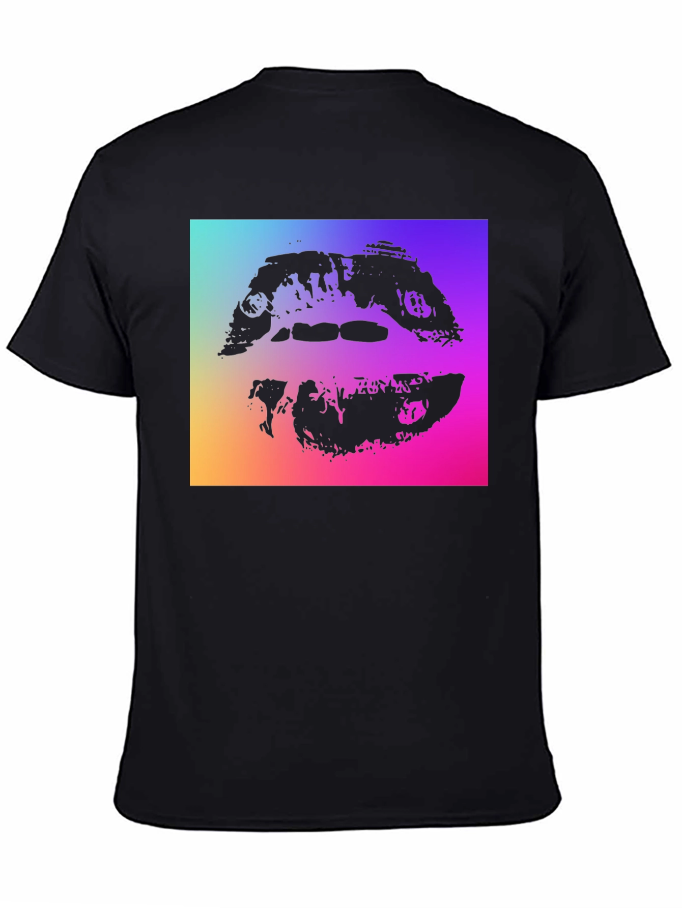 Abstract Lips Graphic Tee - Black