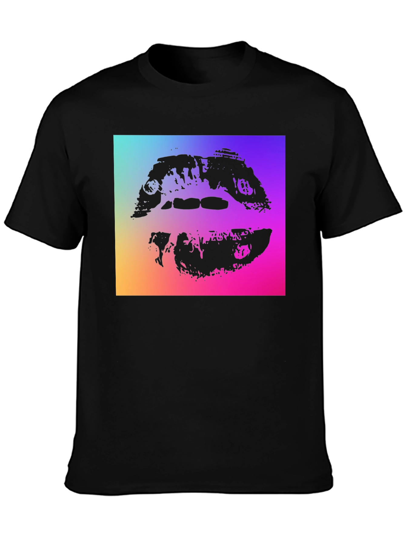 Abstract Lips Graphic Tee - Black
