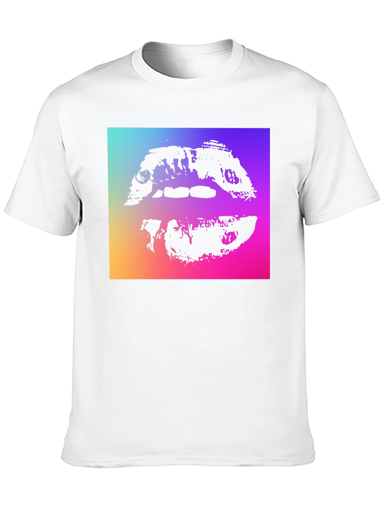 Abstract Lips Graphic Tee - Black