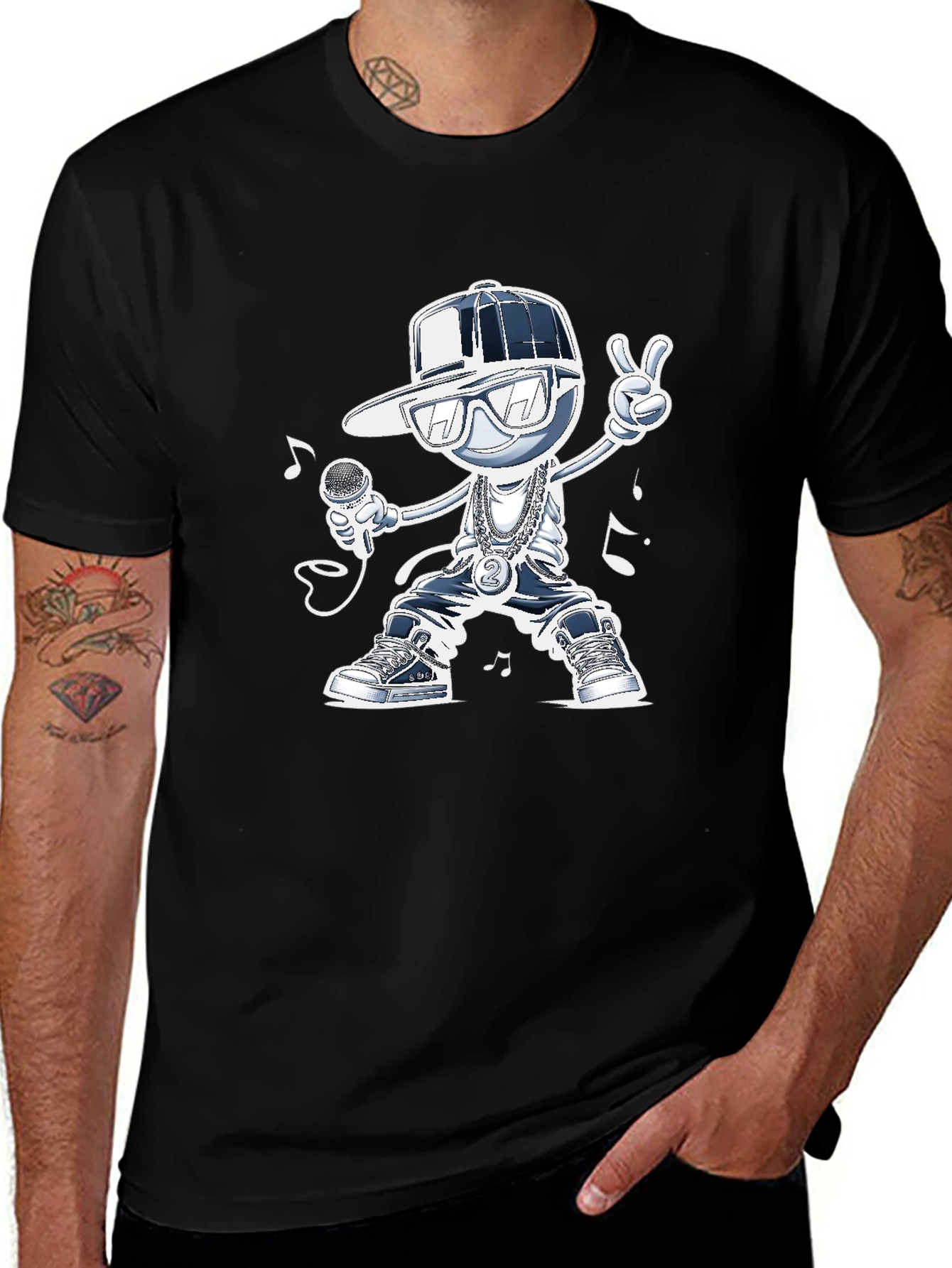 Cool Cartoon Rapper Graphic Tee