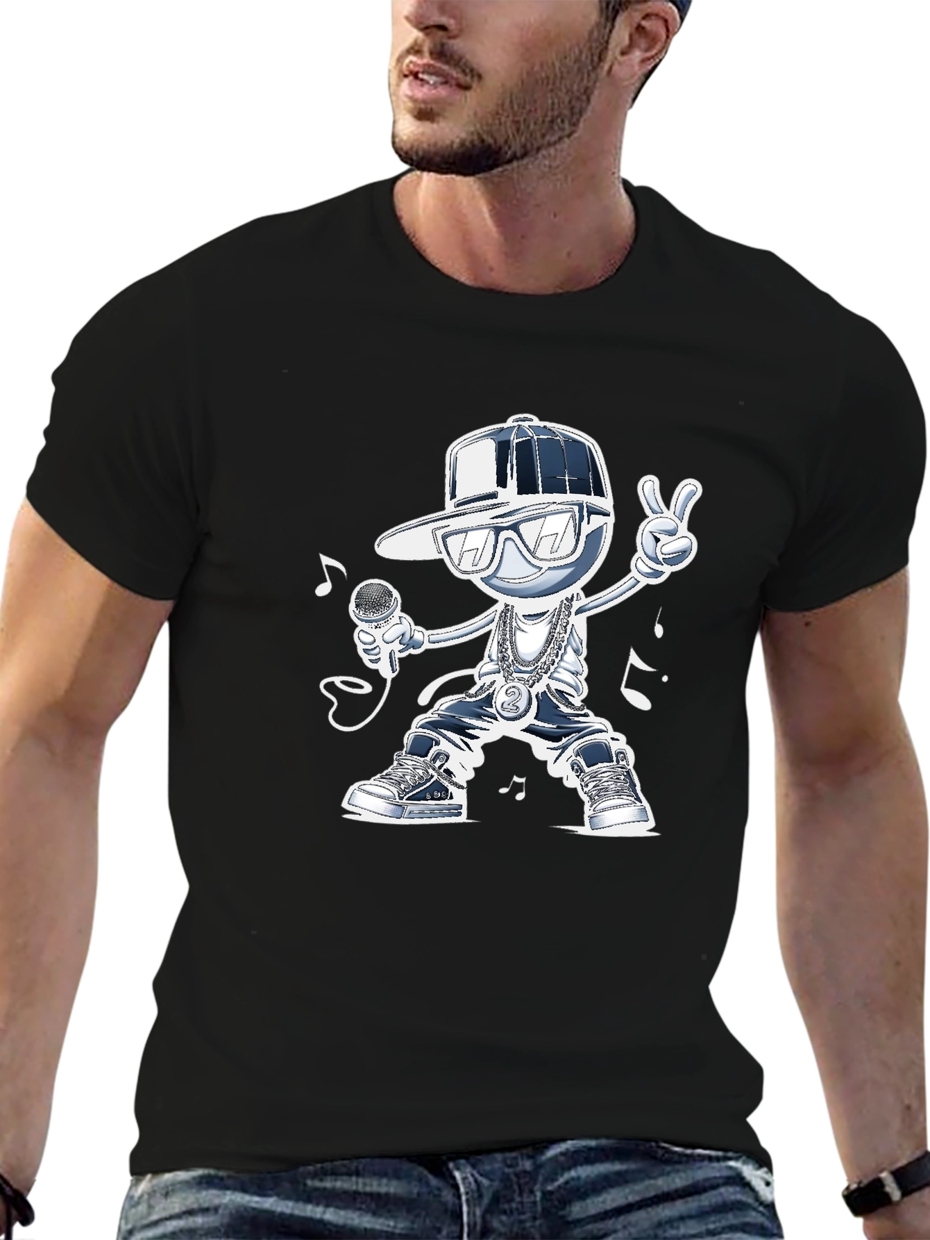 Cool Cartoon Rapper Graphic Tee
