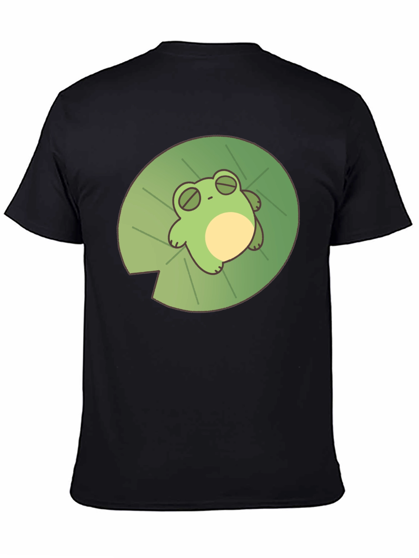 Frog on Lily Pad Black T-Shirt
