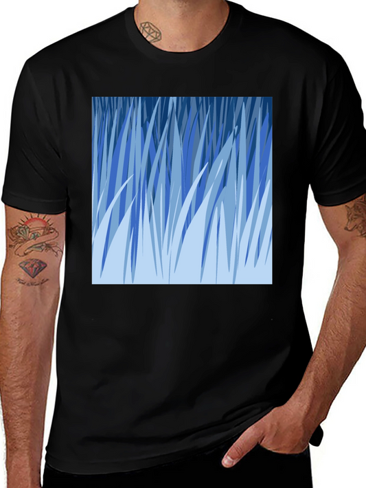 Abstract Blue Grass Graphic Tee - Soft Cotton
