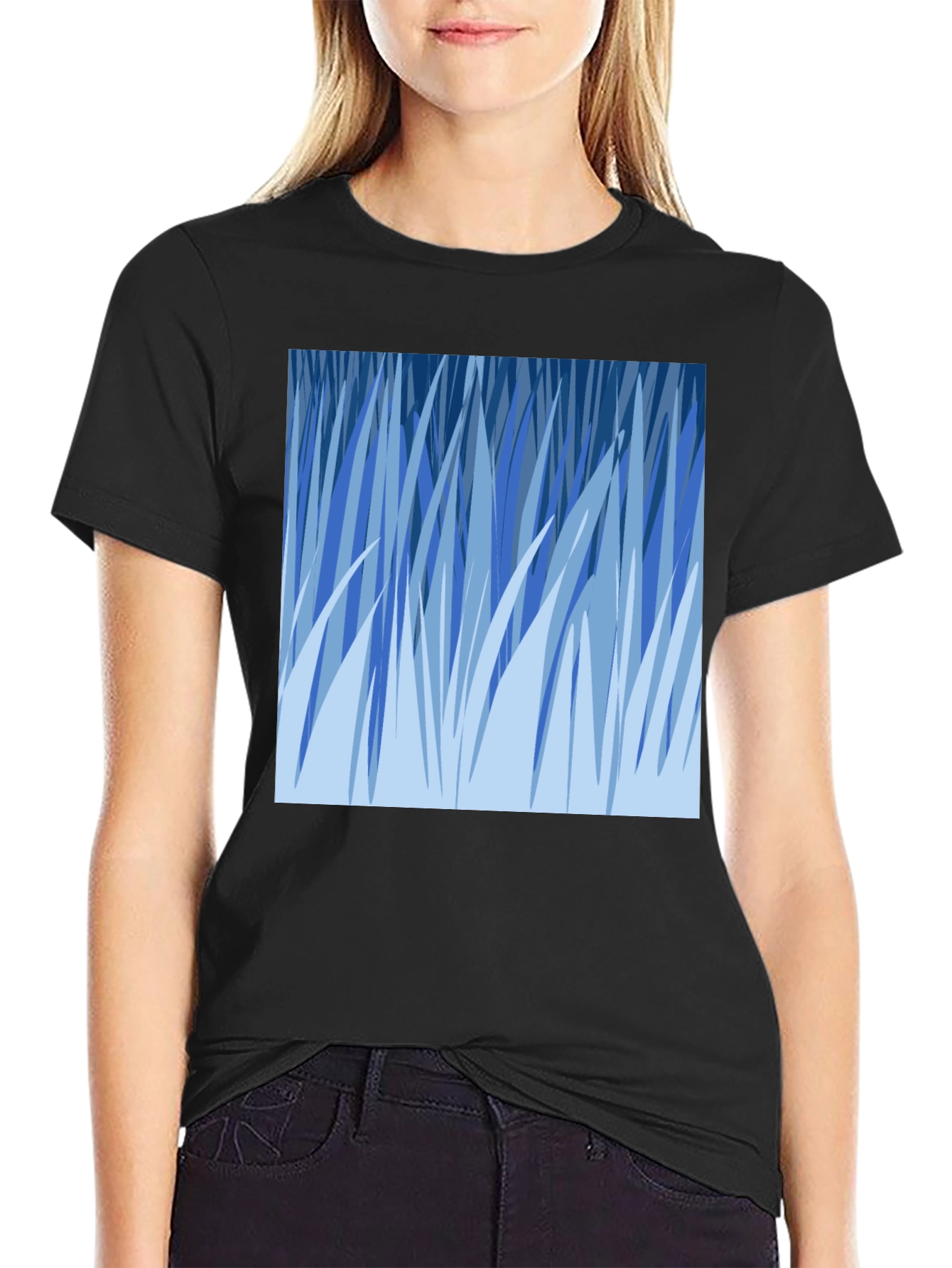 Abstract Blue Grass Graphic Tee - Soft Cotton