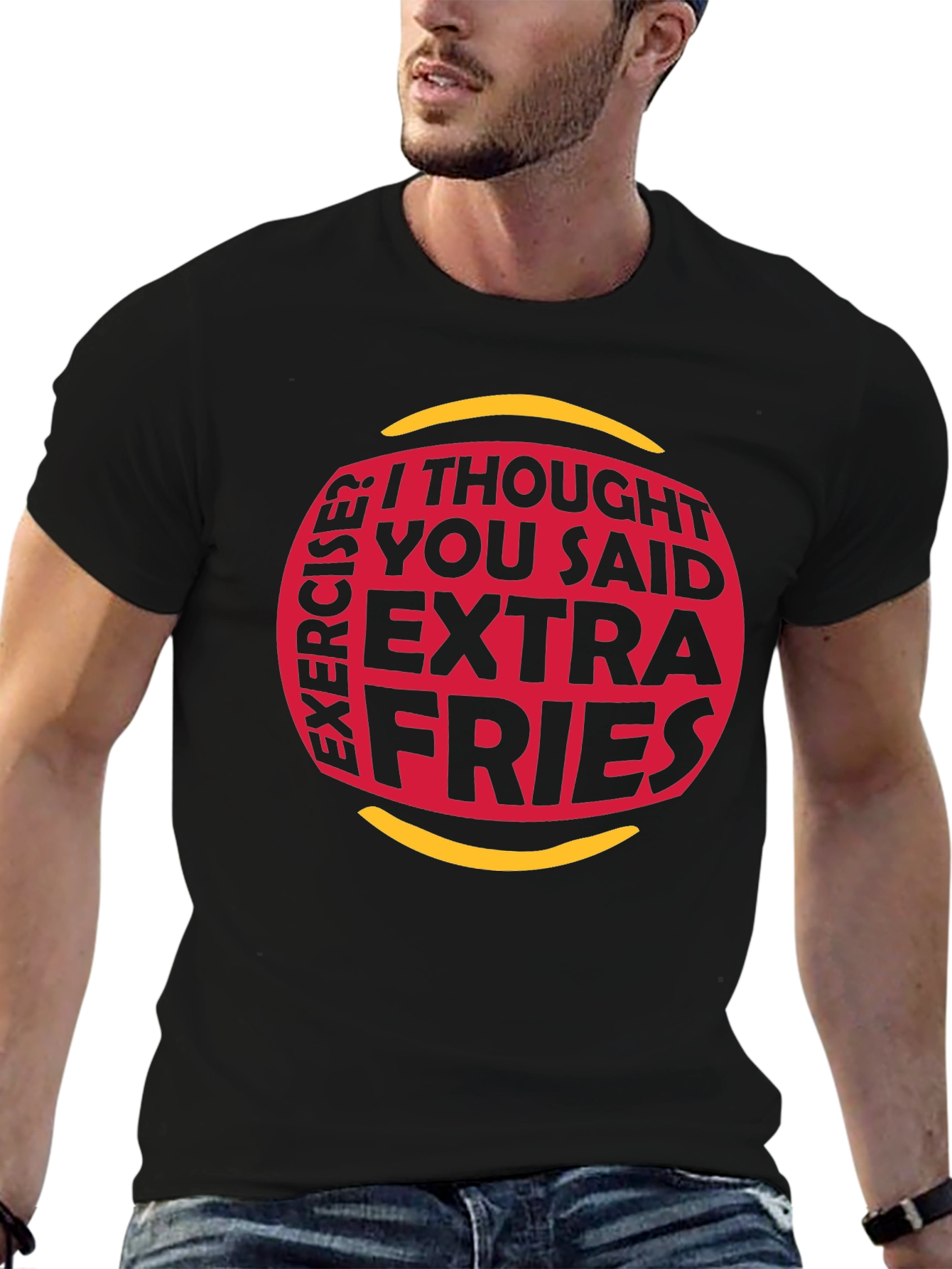 Extra Fries Graphic Tee - Funny Workout Shirt