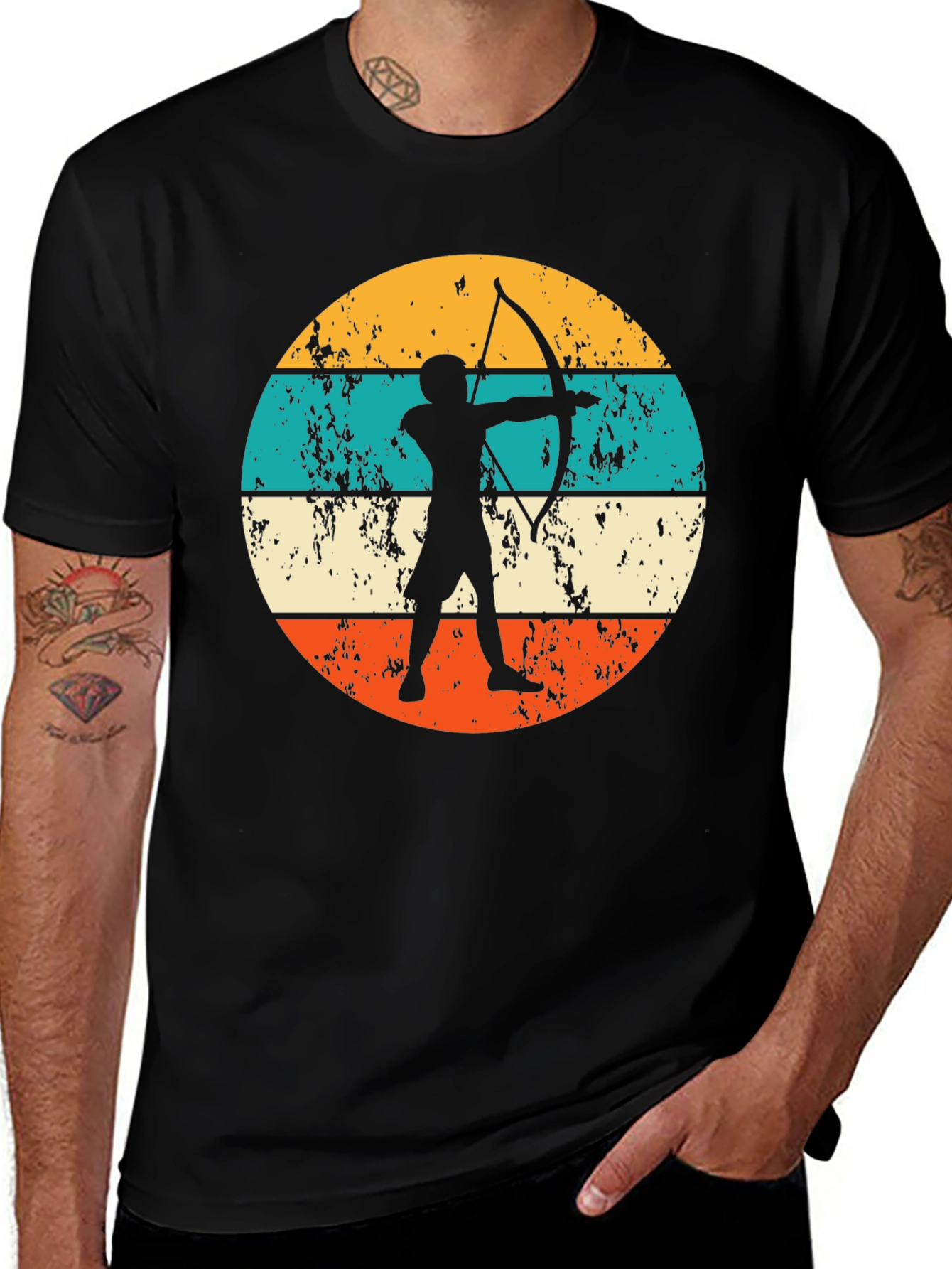 Archery Silhouette Graphic T-Shirt Retro Style