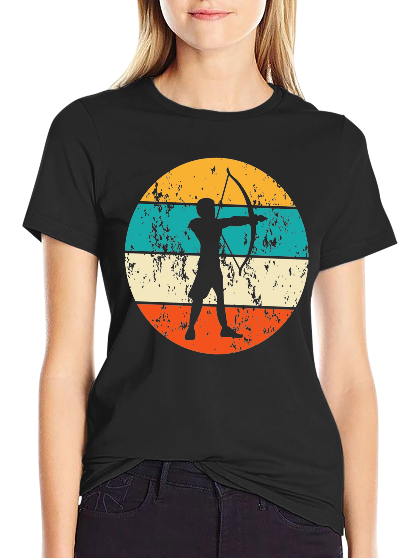 Archery Silhouette Graphic T-Shirt Retro Style