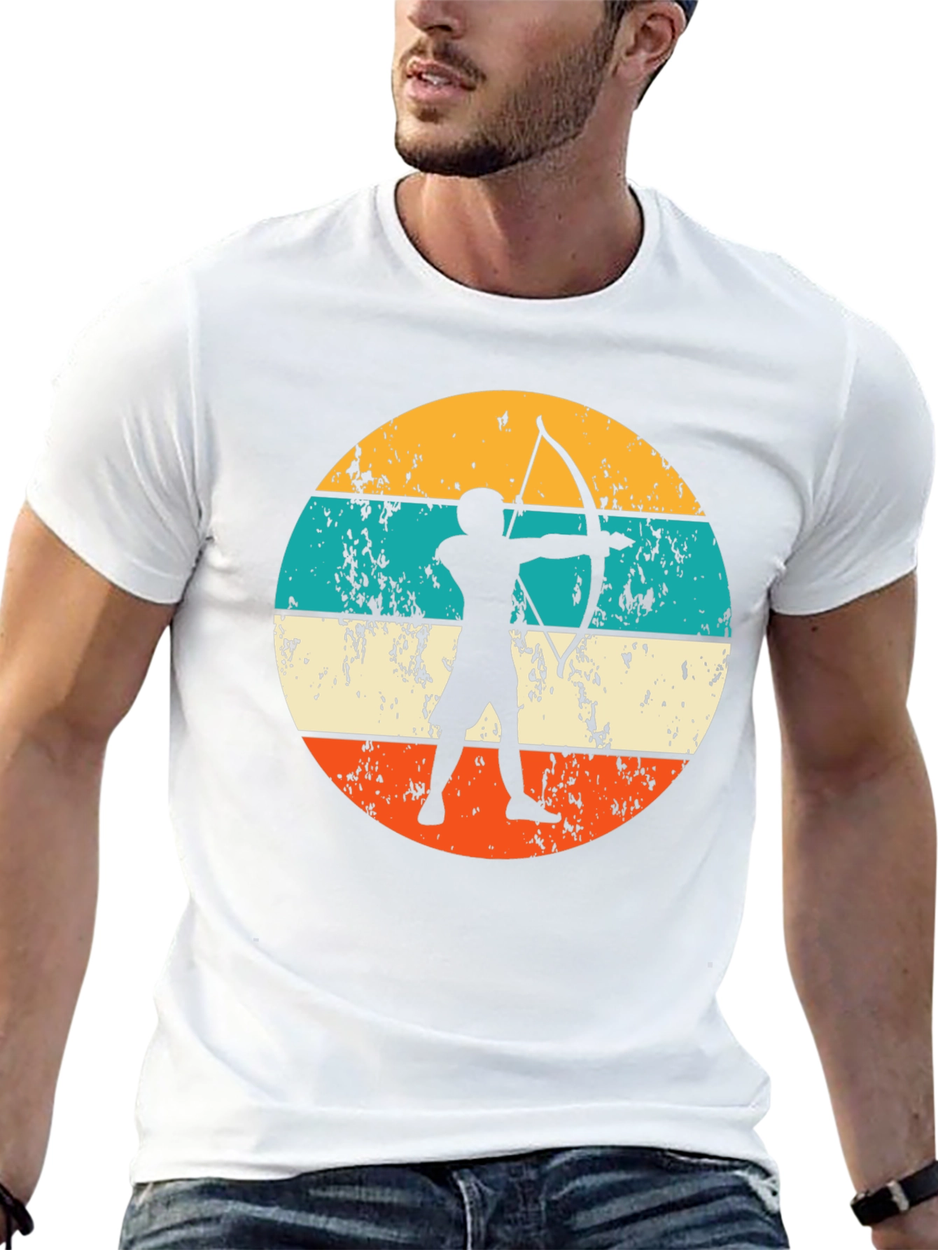 Archery Silhouette Graphic T-Shirt Retro Style