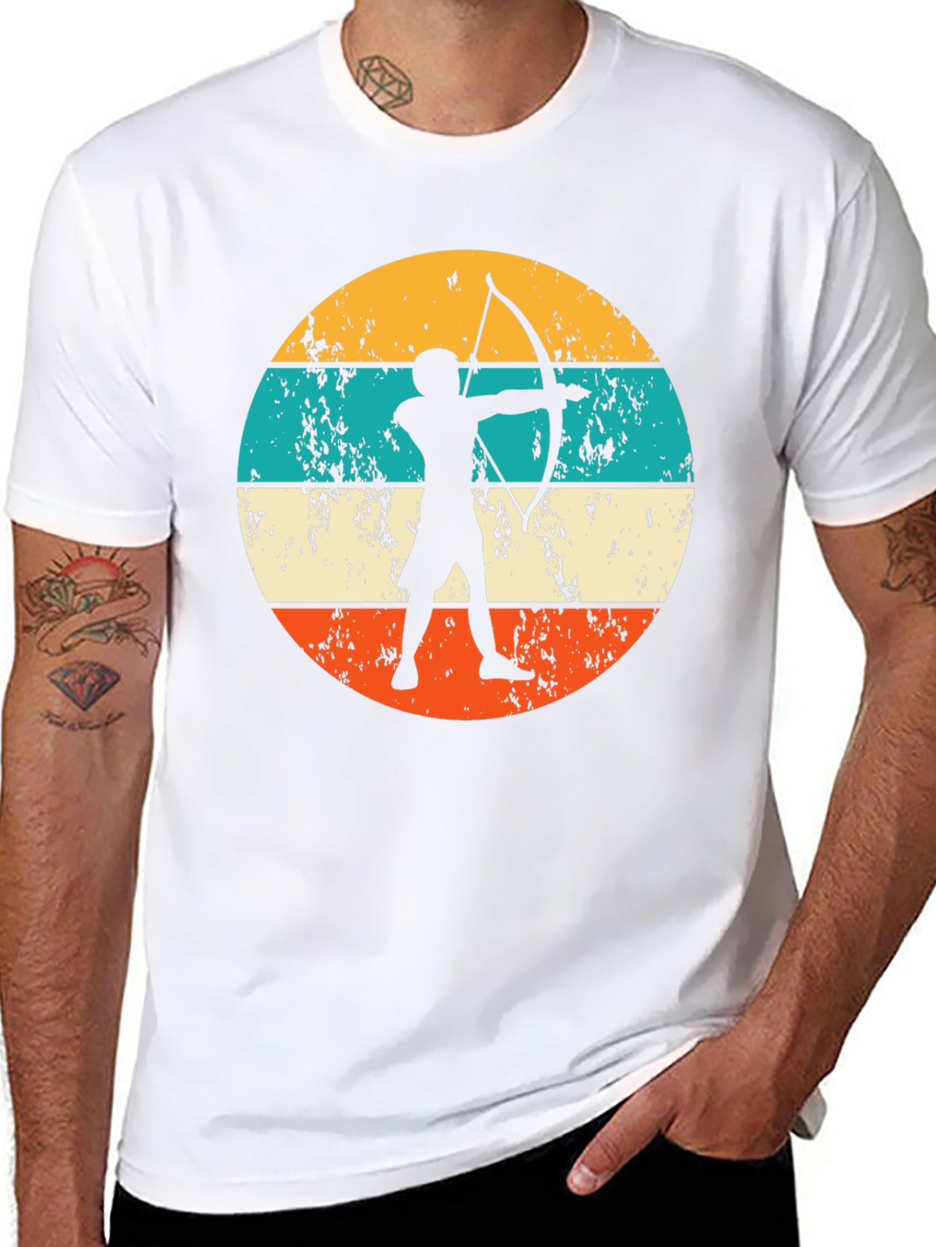 Archery Silhouette Graphic T-Shirt Retro Style