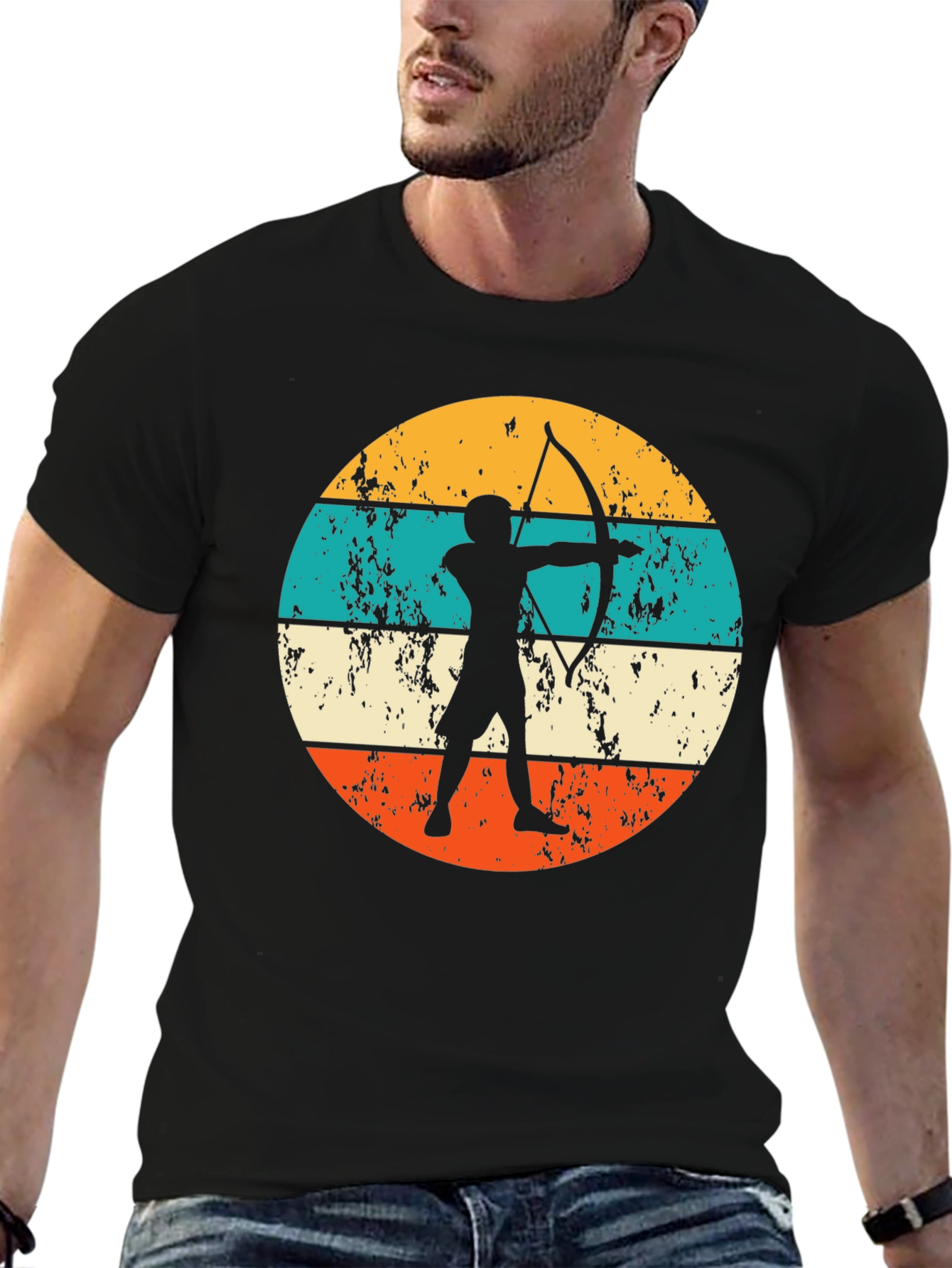 Archery Silhouette Graphic T-Shirt Retro Style