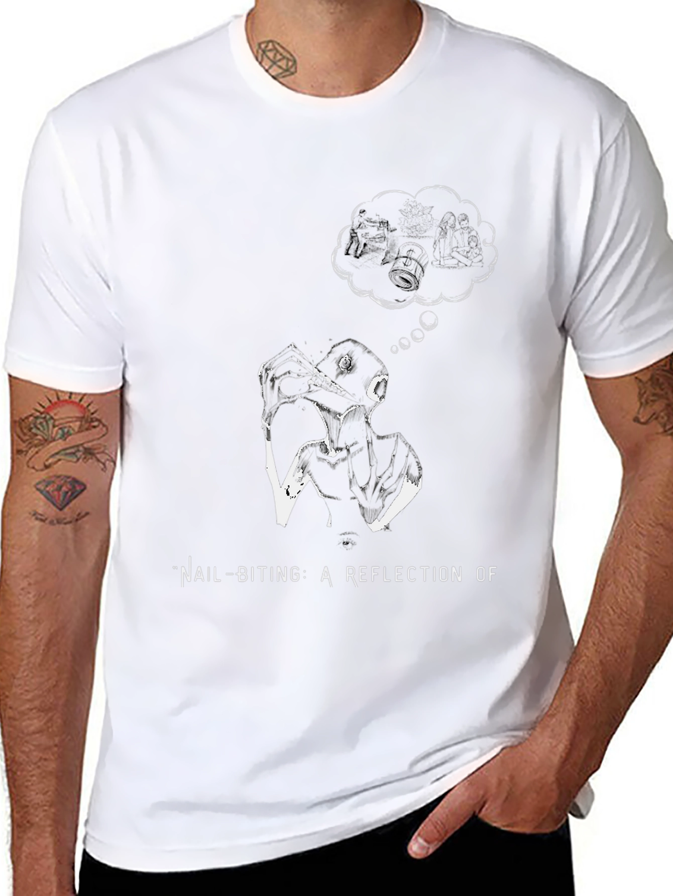 Nail-Biting Reflection Graphic Tee - Black
