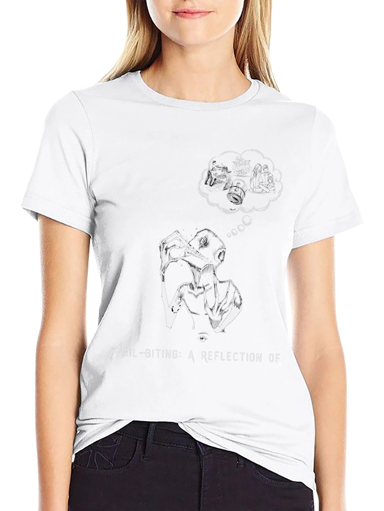 Nail-Biting Reflection Graphic Tee - Black