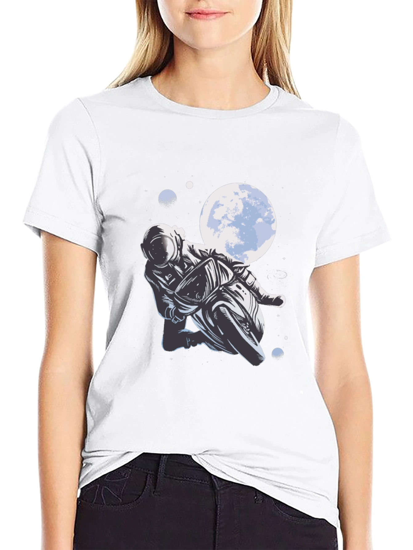 Astronaut Biker T-Shirt - Space Motorcycle Rider Tee