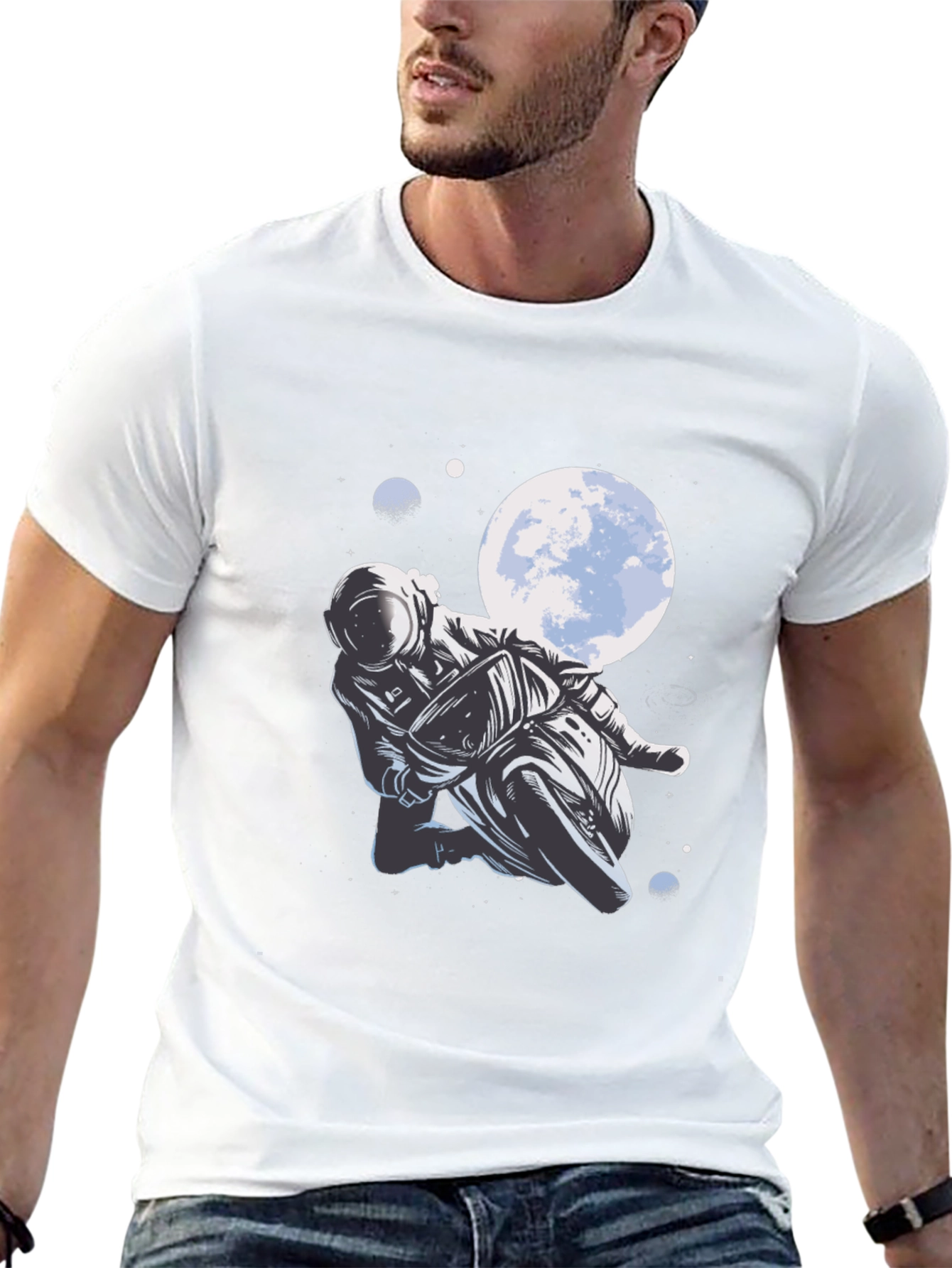 Astronaut Biker T-Shirt - Space Motorcycle Rider Tee