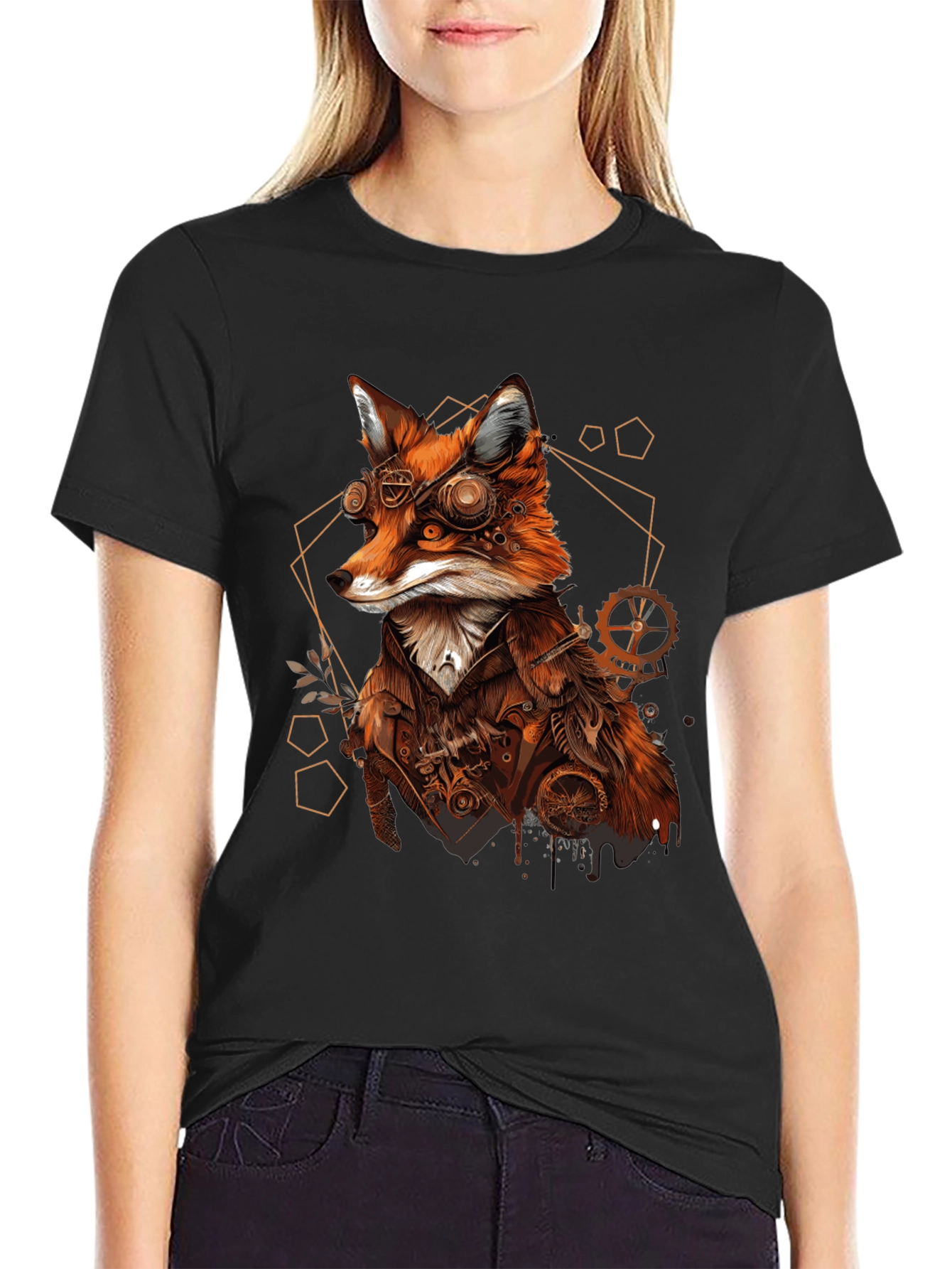 Steampunk Fox Graphic Tee - Unique Animal Design