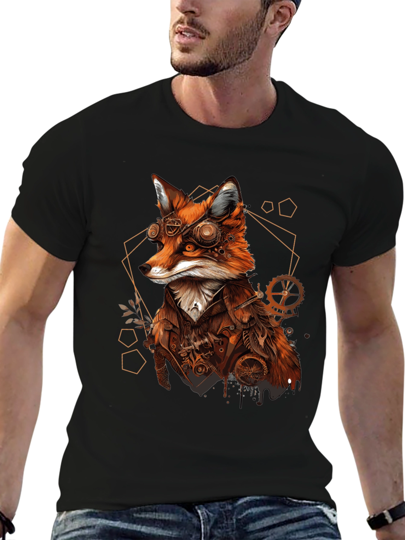 Steampunk Fox Graphic Tee - Unique Animal Design