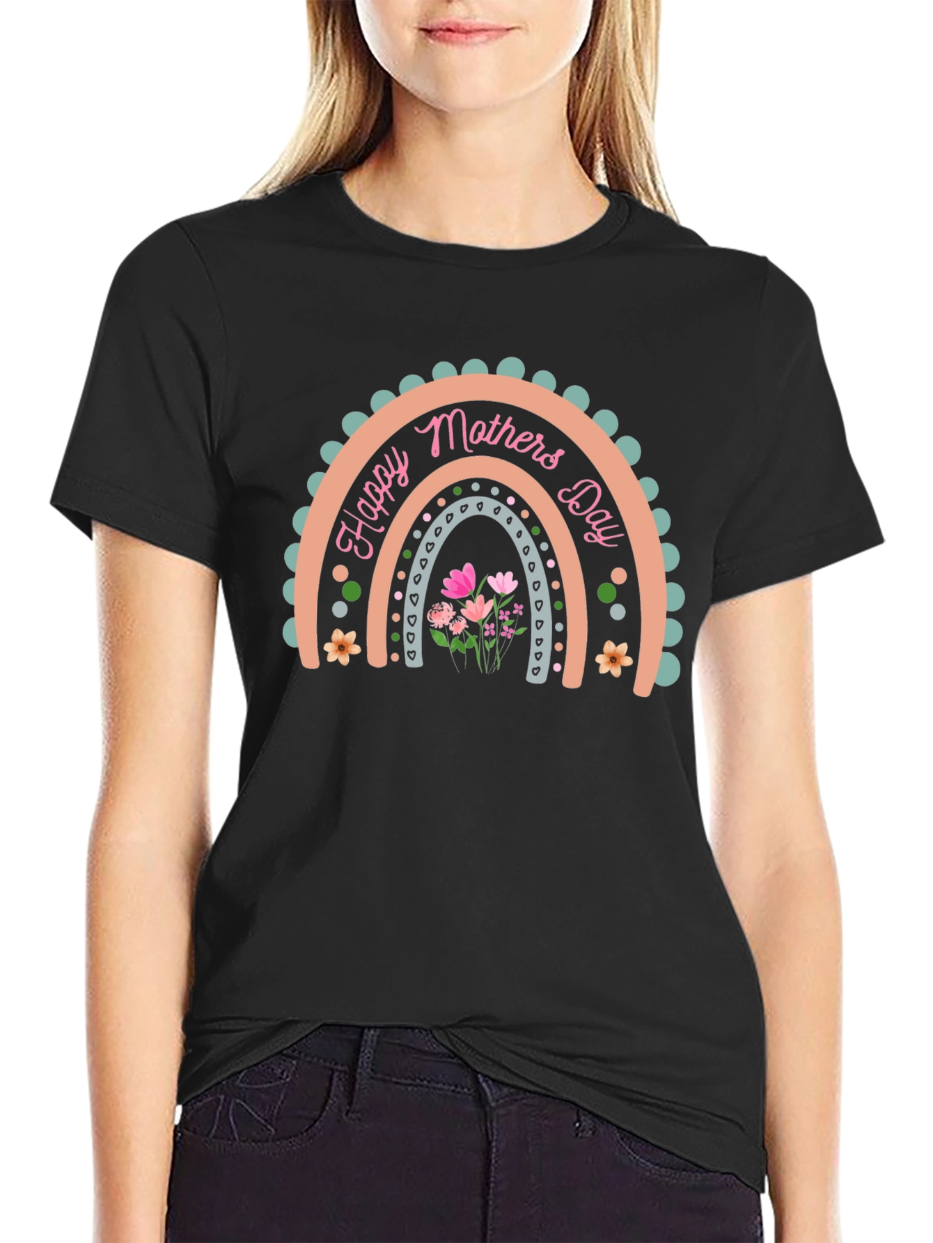 Happy Mothers Day Rainbow Graphic Tee