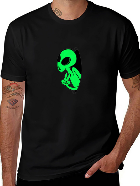Cool Alien Peeking Black T-Shirt