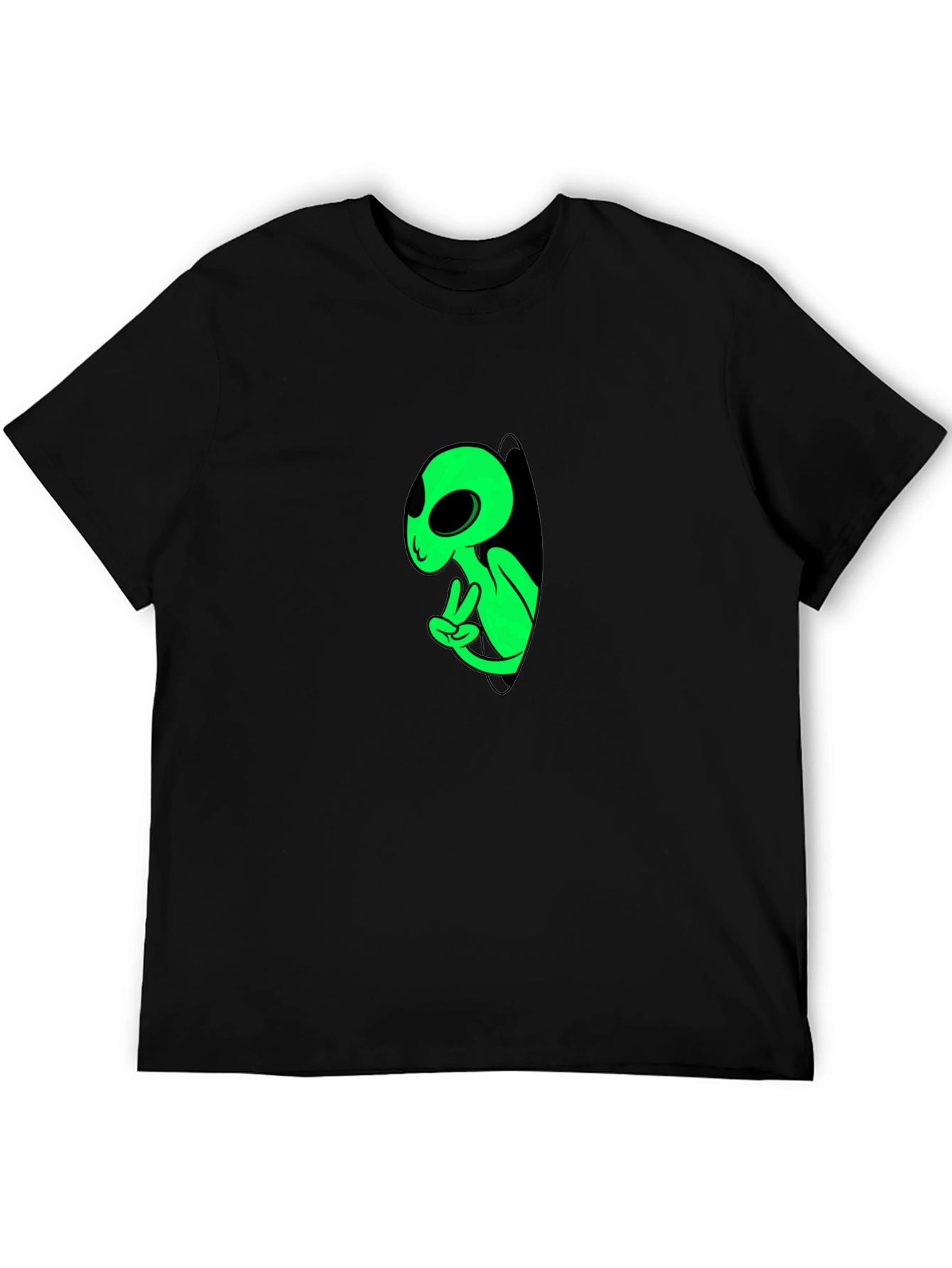 Cool Alien Peeking Black T-Shirt
