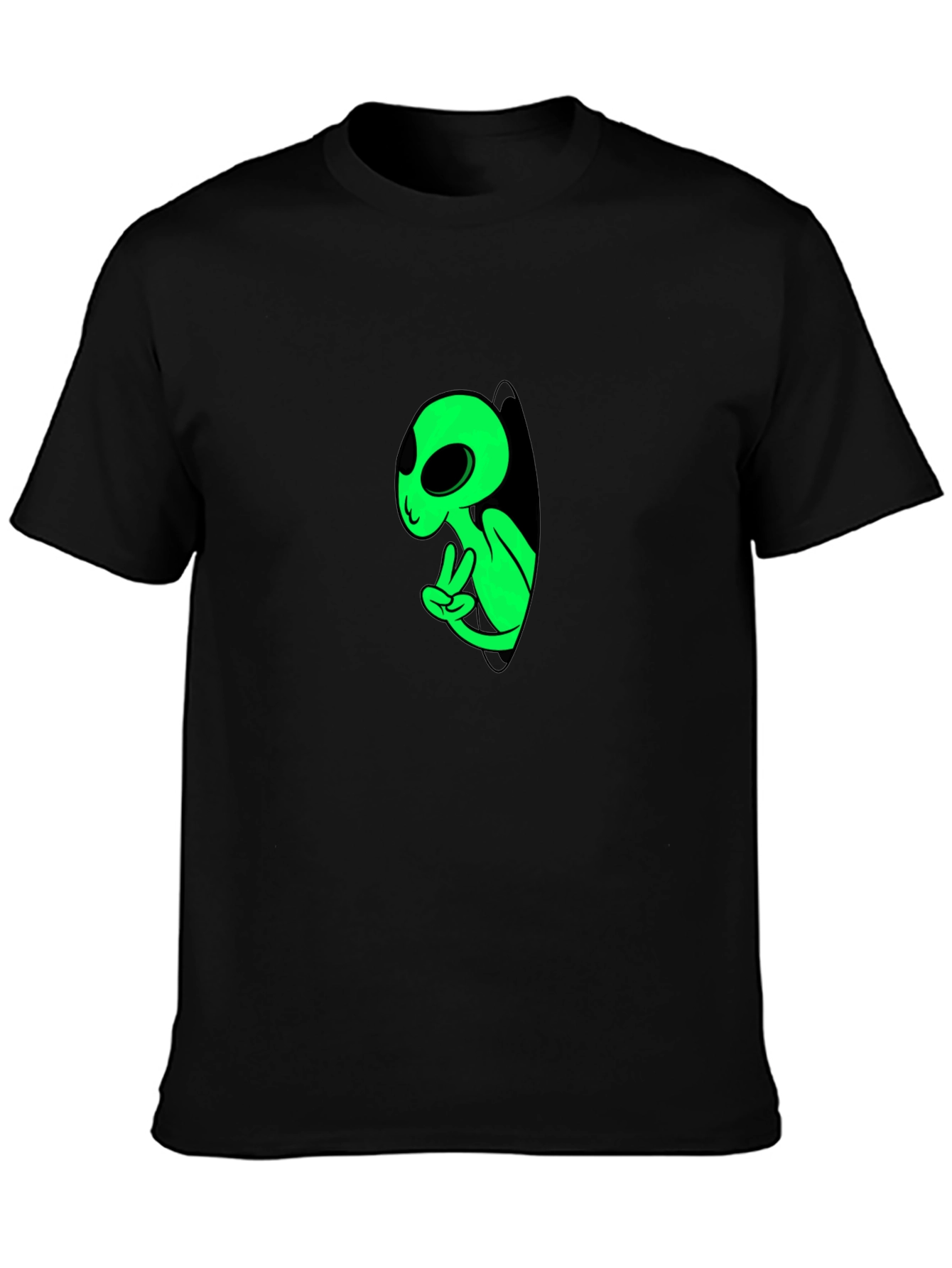 Cool Alien Peeking Black T-Shirt