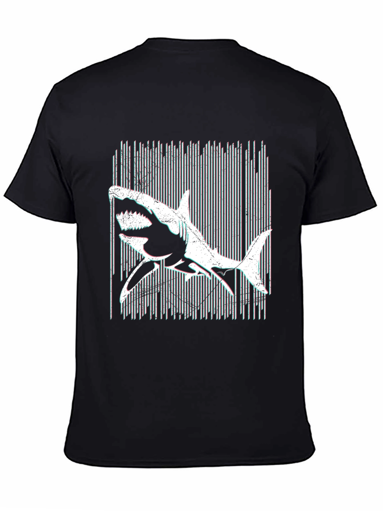 Shark Graphic Print Black T-Shirt