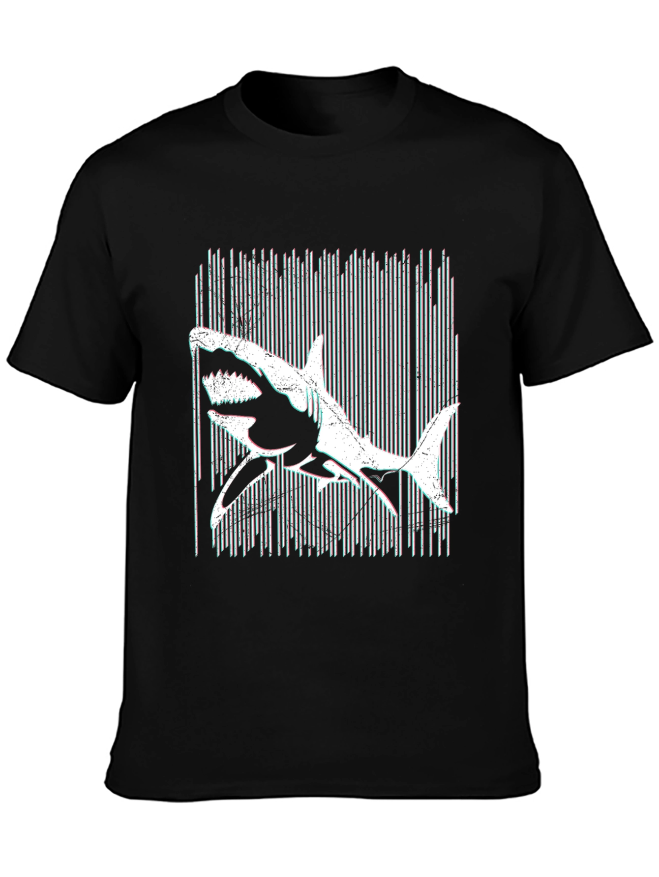 Shark Graphic Print Black T-Shirt