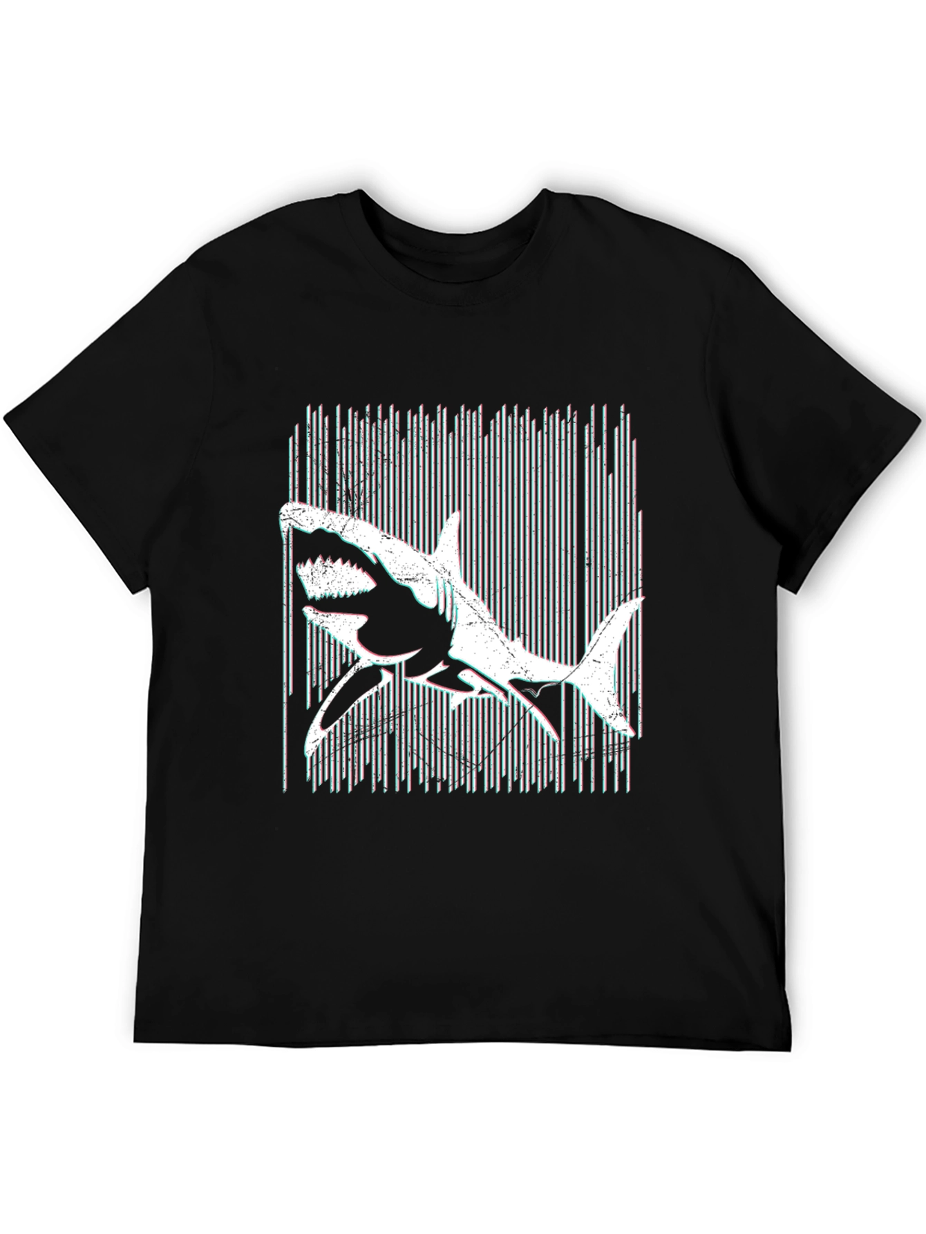 Shark Graphic Print Black T-Shirt