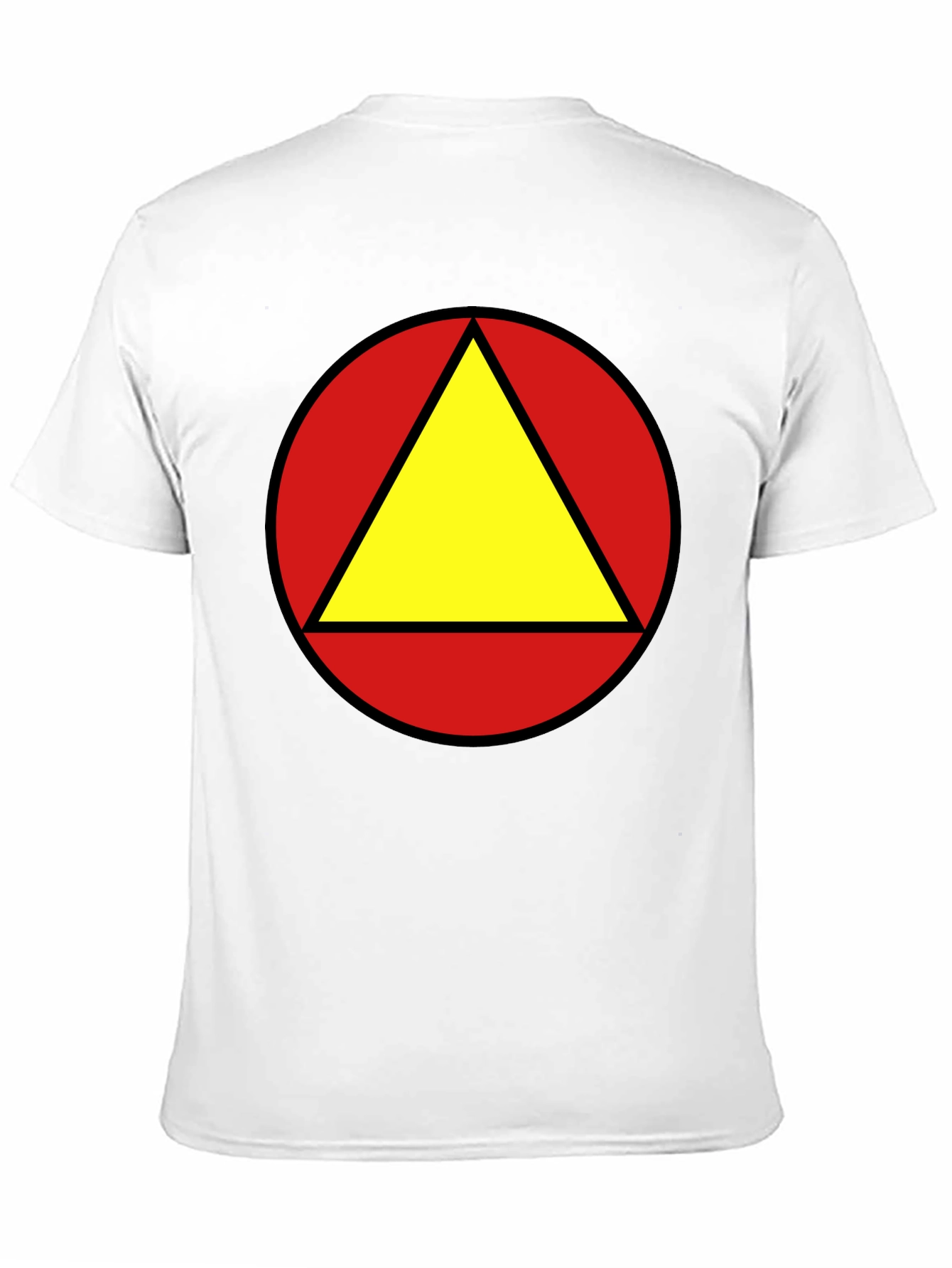 Red Circle Yellow Triangle Graphic Black T-Shirt