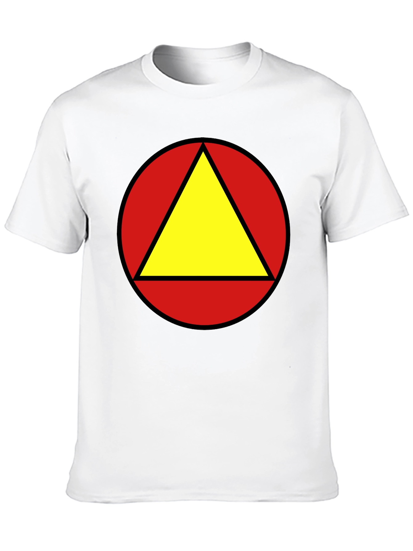 Red Circle Yellow Triangle Graphic Black T-Shirt