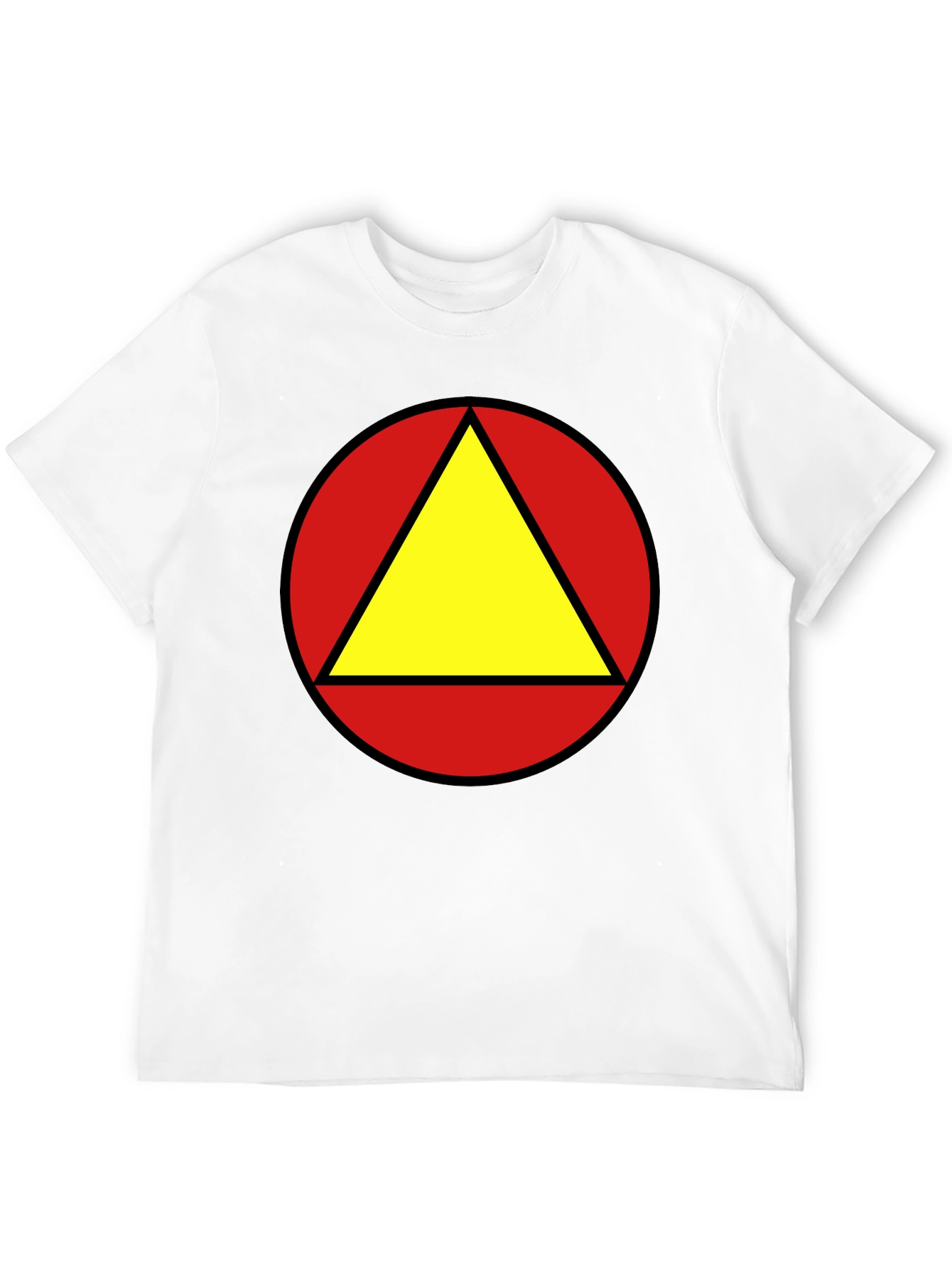 Red Circle Yellow Triangle Graphic Black T-Shirt