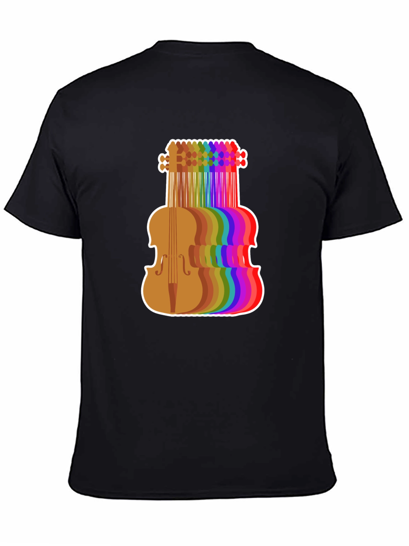Rainbow Violin Graphic Tee - Musicians Black T-Shirt