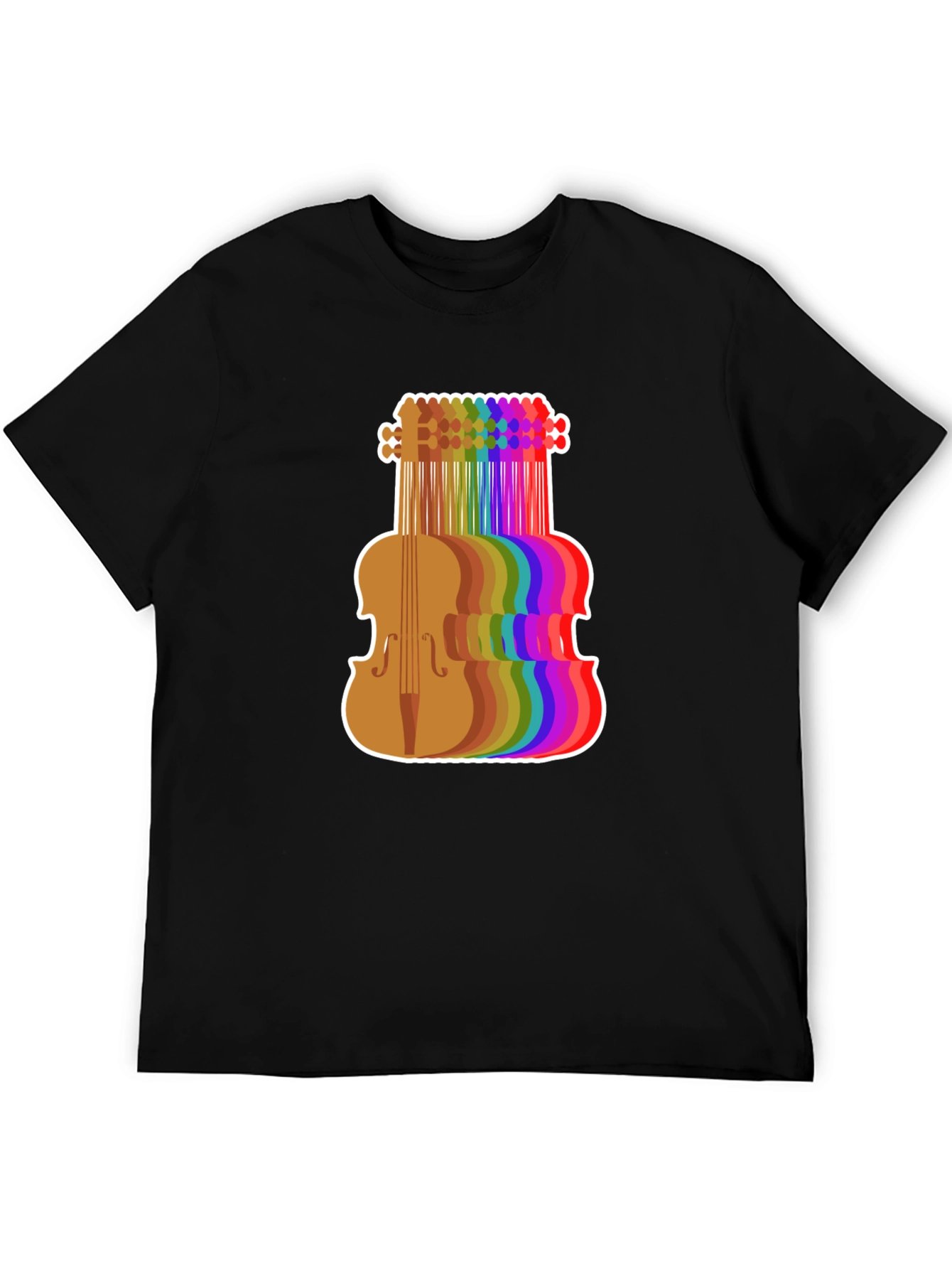 Rainbow Violin Graphic Tee - Musicians Black T-Shirt
