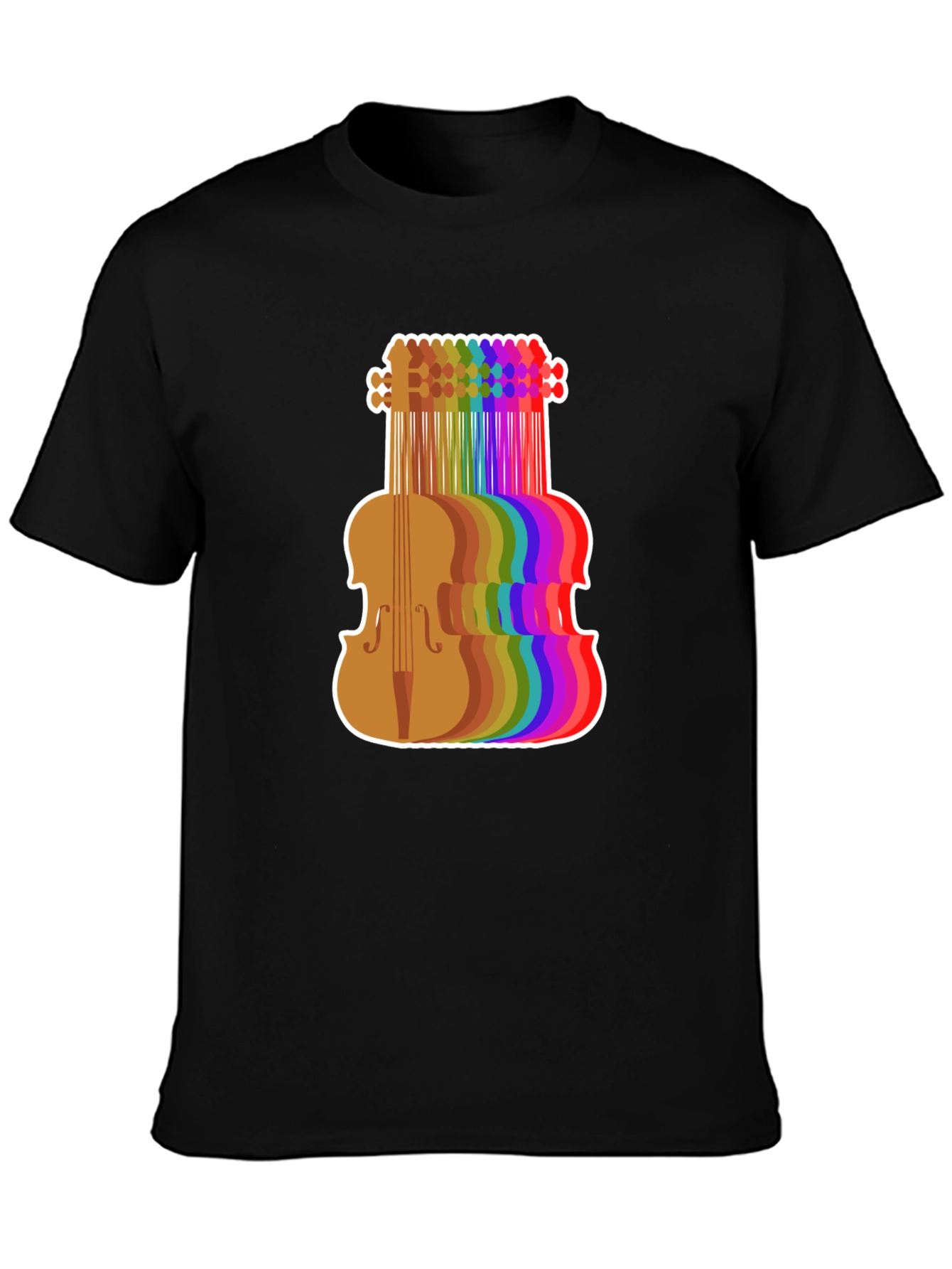Rainbow Violin Graphic Tee - Musicians Black T-Shirt