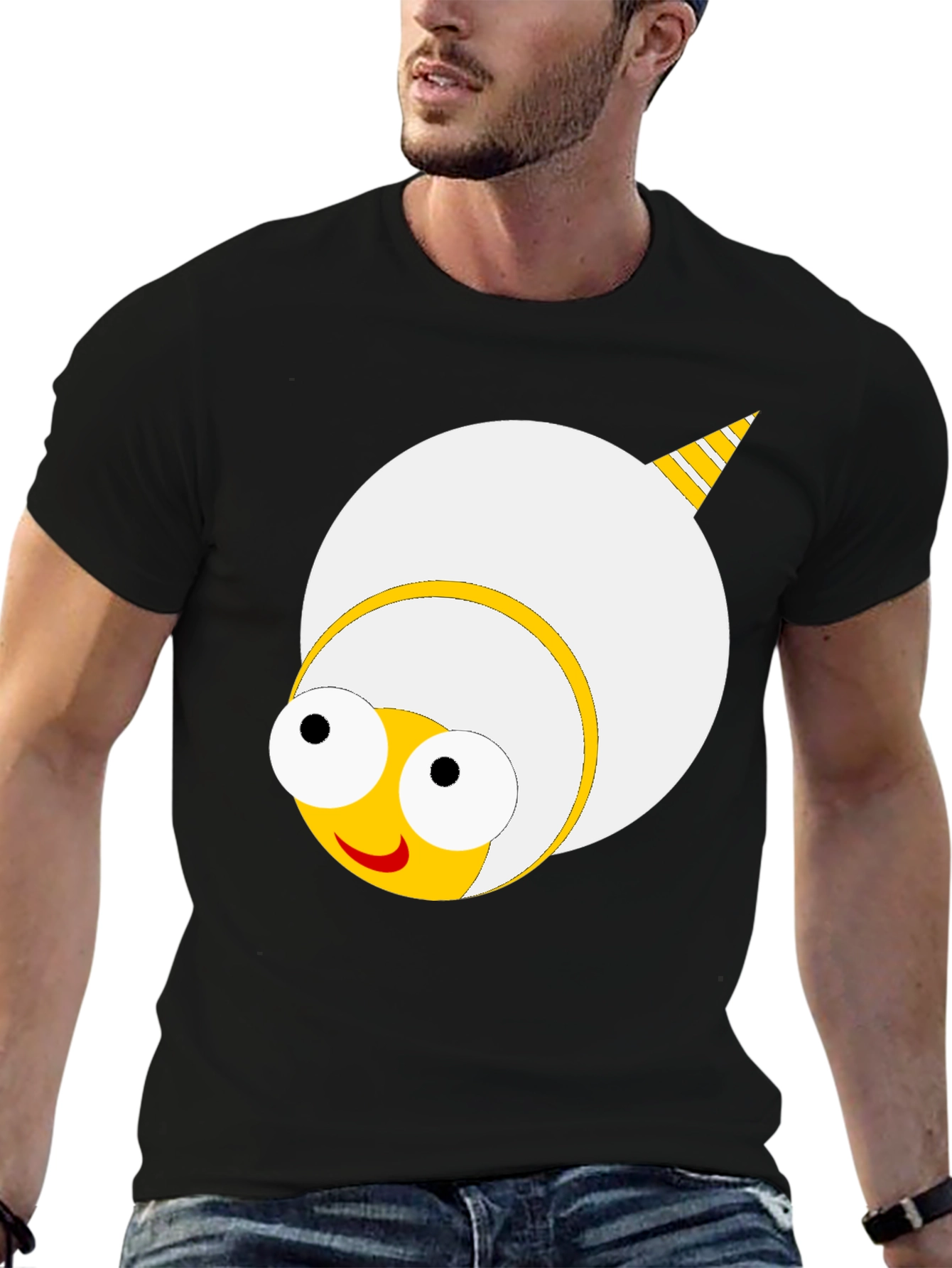 Cartoon Bee Graphic Tee - Fun Black T-Shirt