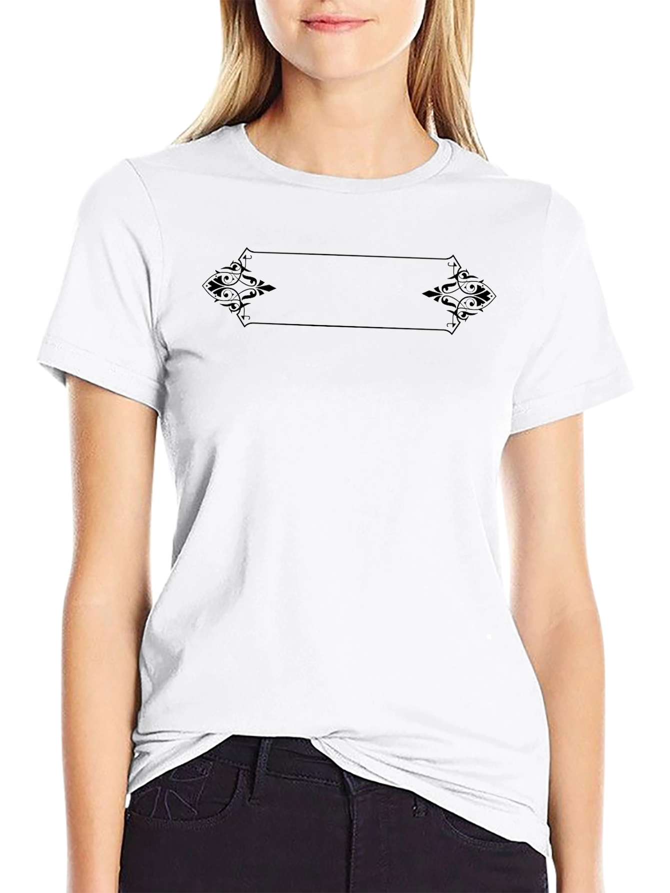 Elegant Black T-Shirt with Decorative Graphic
