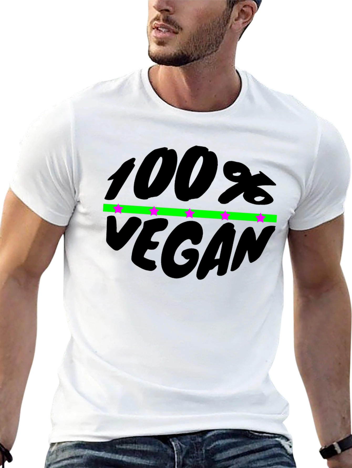 100% Vegan Graphic T-Shirt - Black