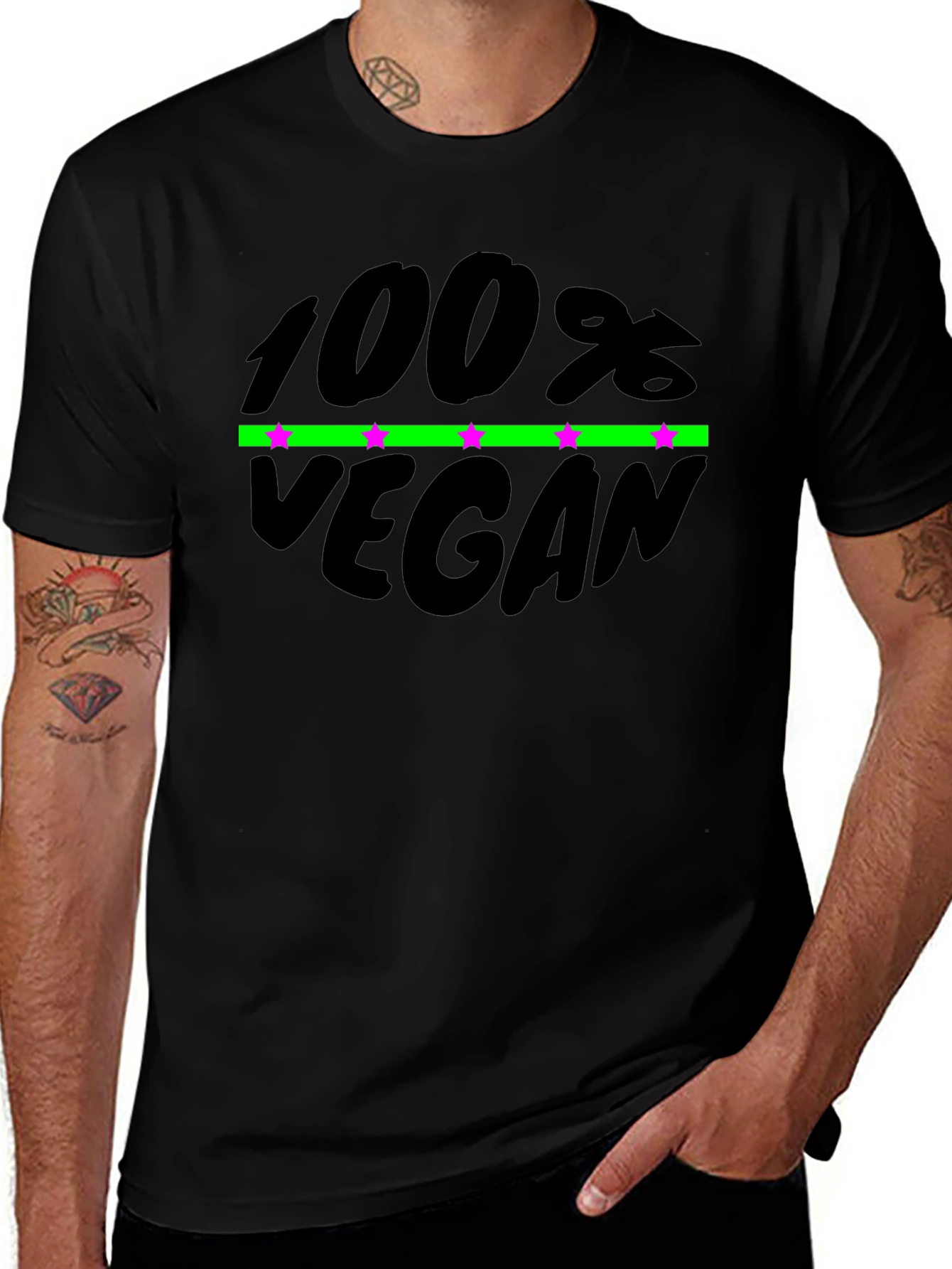 100% Vegan Graphic T-Shirt - Black