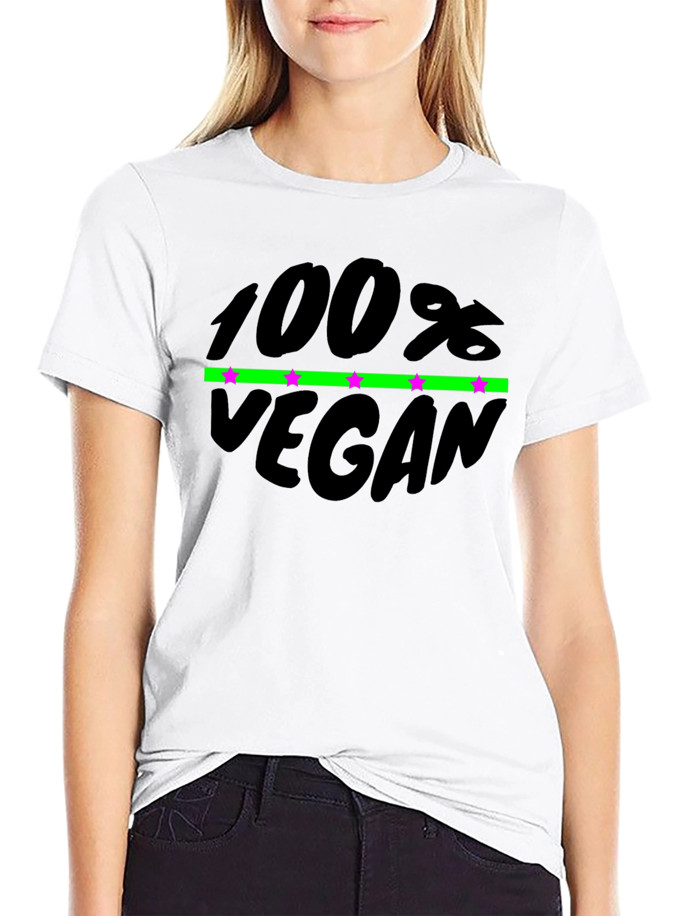 100% Vegan Graphic T-Shirt - Black