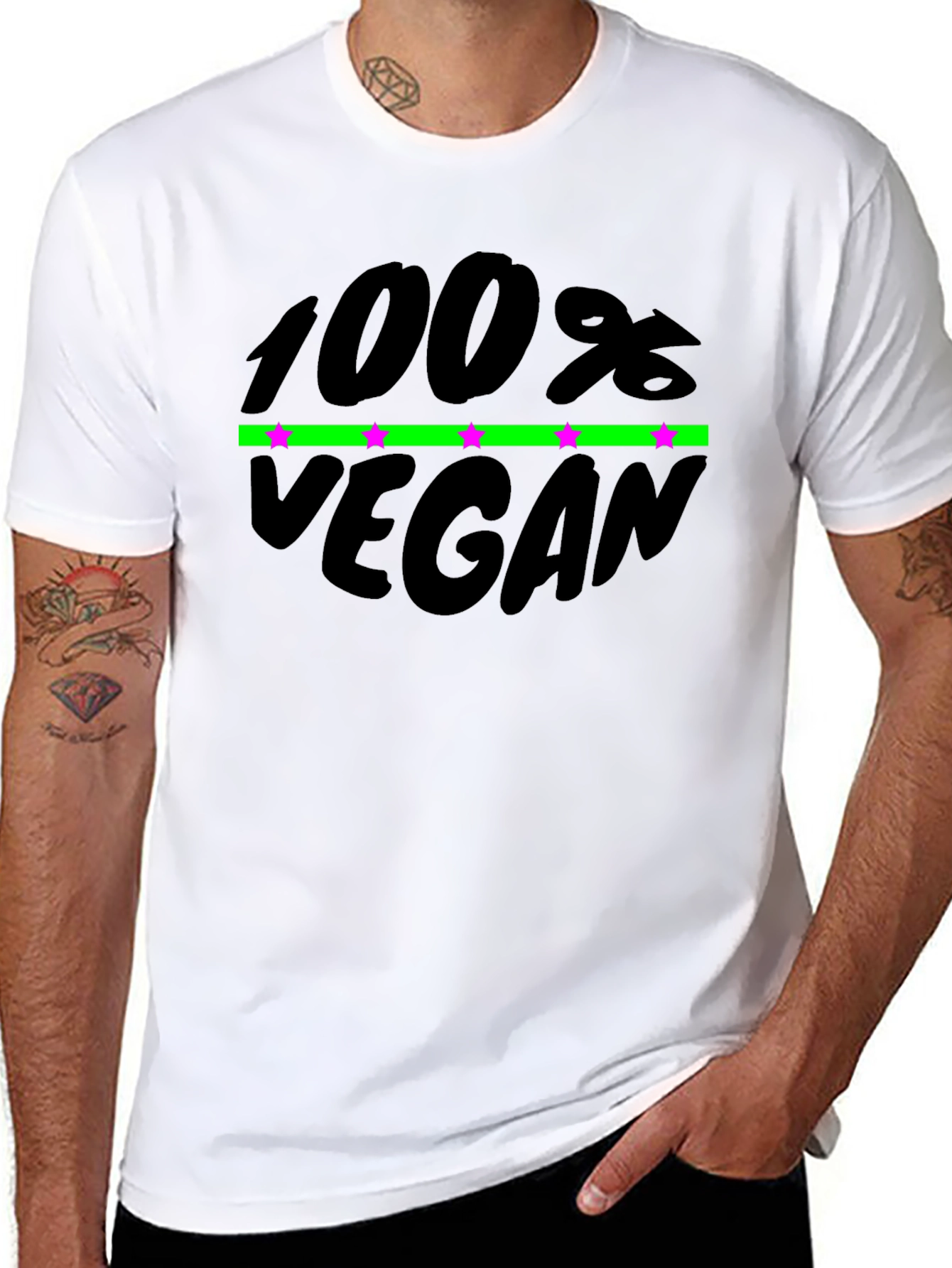 100% Vegan Graphic T-Shirt - Black