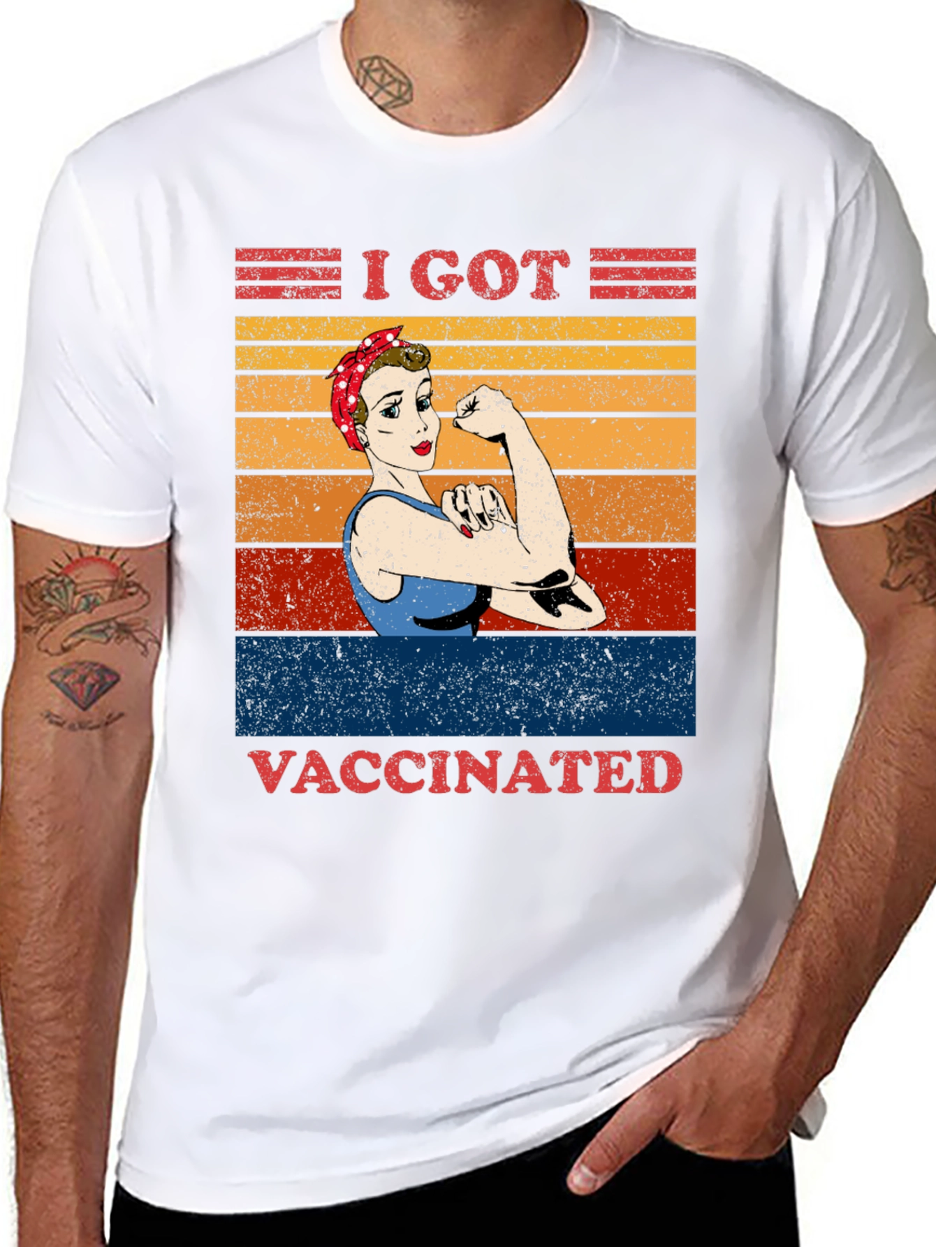 I Got Vaccinated T-Shirt Rosie the Riveter Graphic Tee