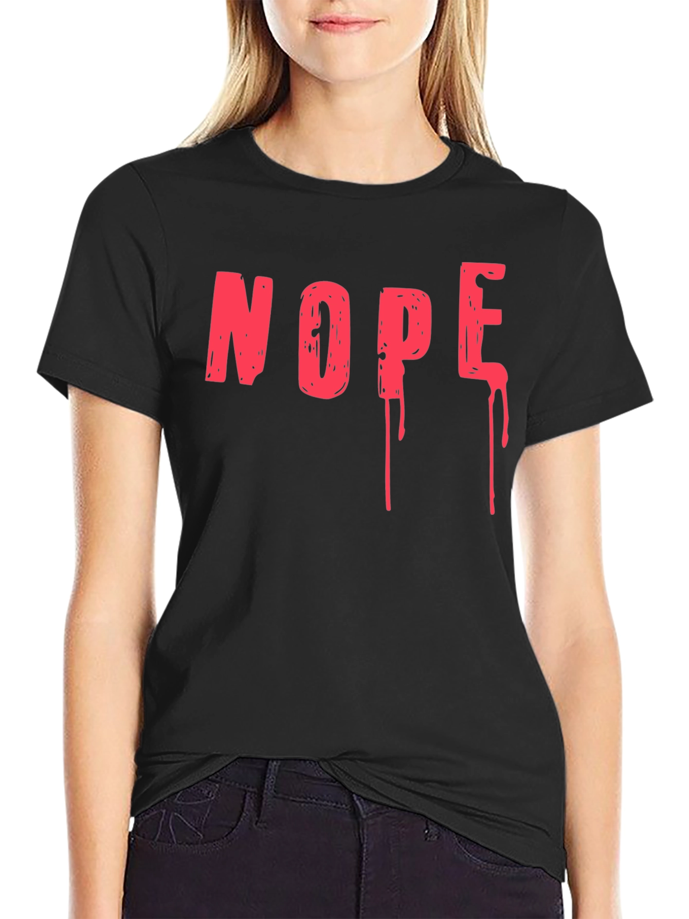 Nope Drip Graphic Tee - Black Cotton T-Shirt