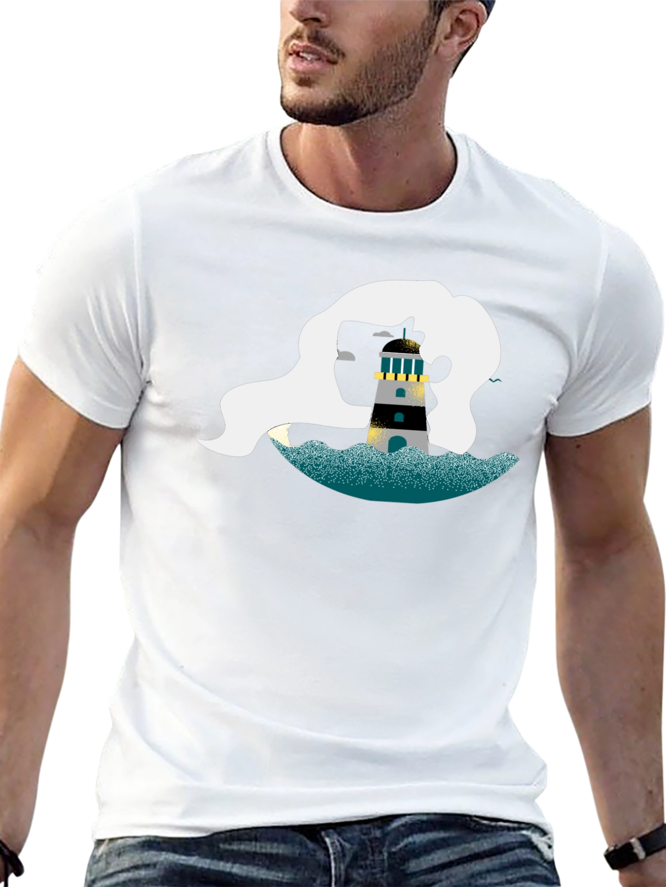 Nautical Lighthouse Graphic Tee - Black