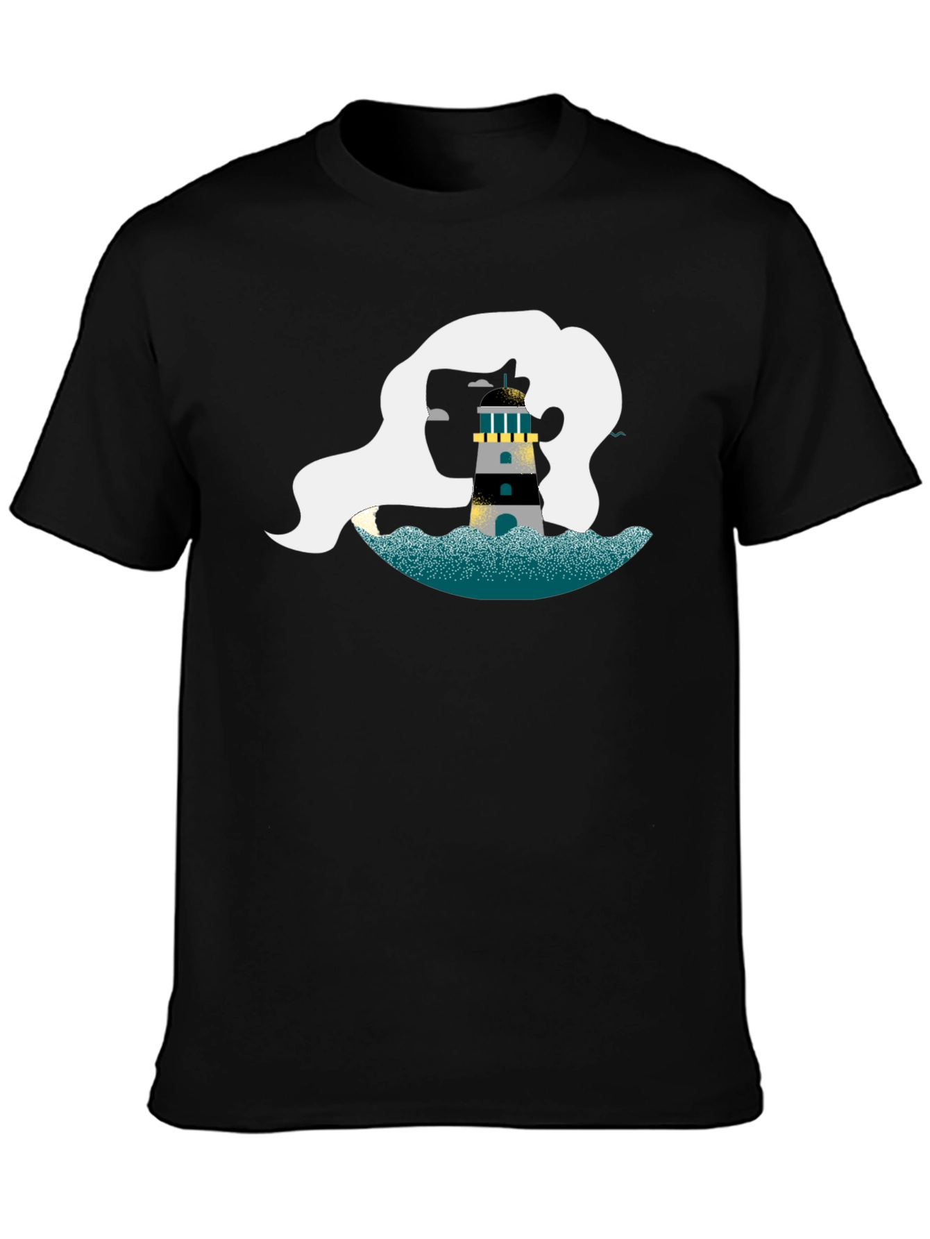 Nautical Lighthouse Graphic Tee - Black