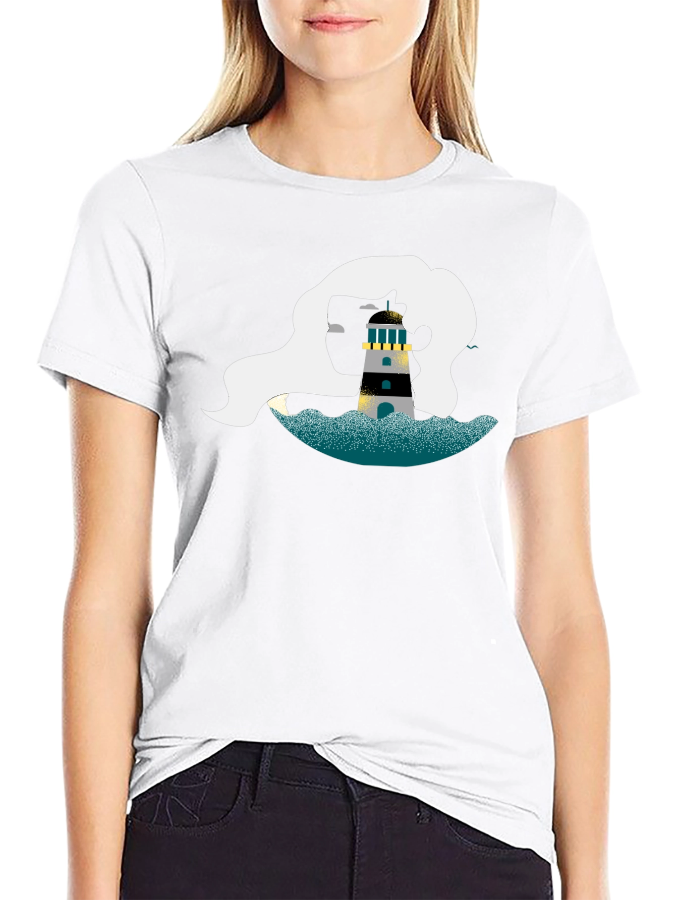 Nautical Lighthouse Graphic Tee - Black