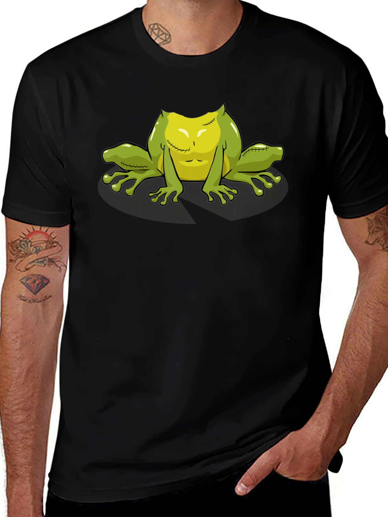 Zombie Frog Graphic Tee - Black Cotton T-Shirt