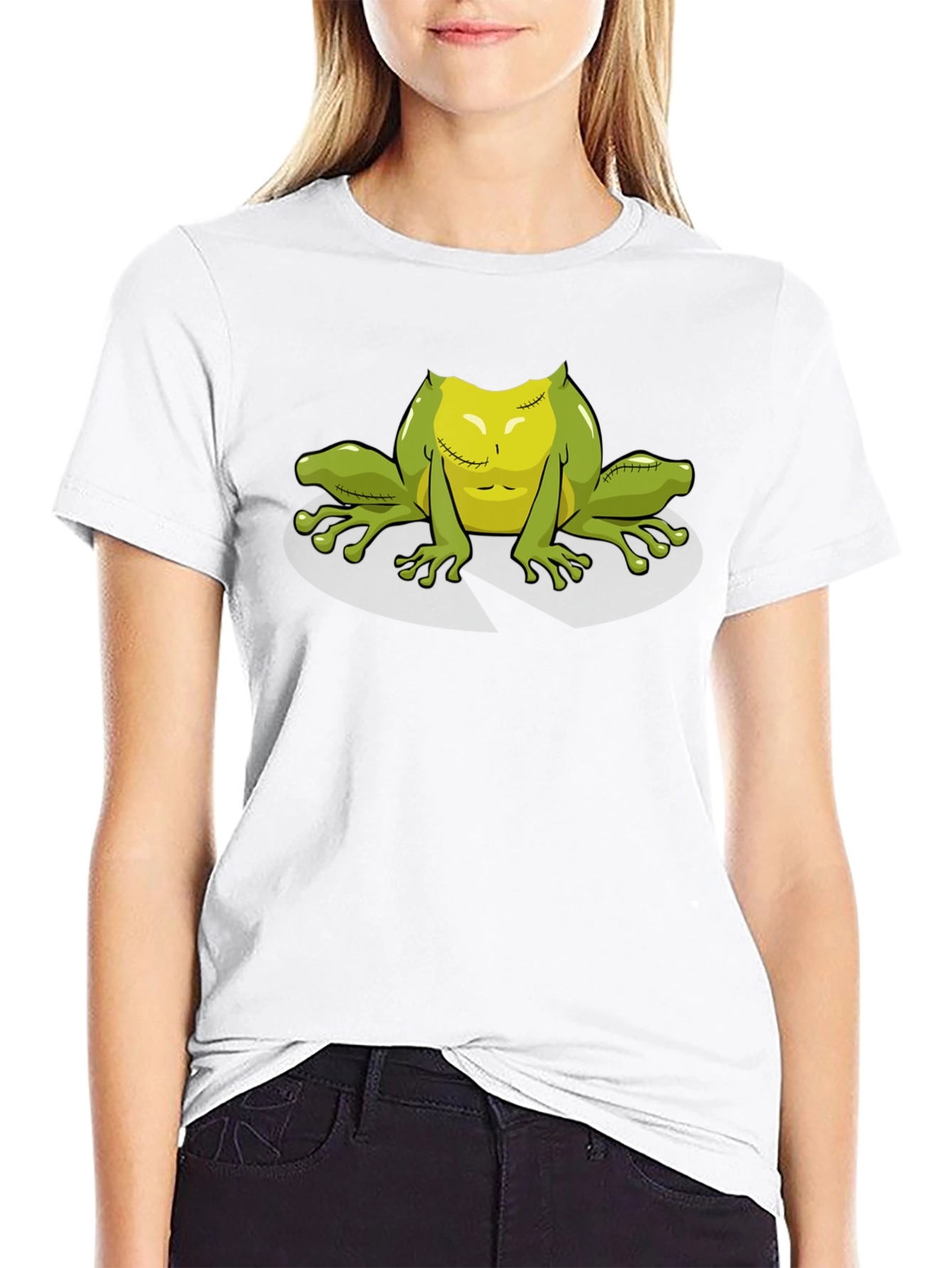 Zombie Frog Graphic Tee - Black Cotton T-Shirt
