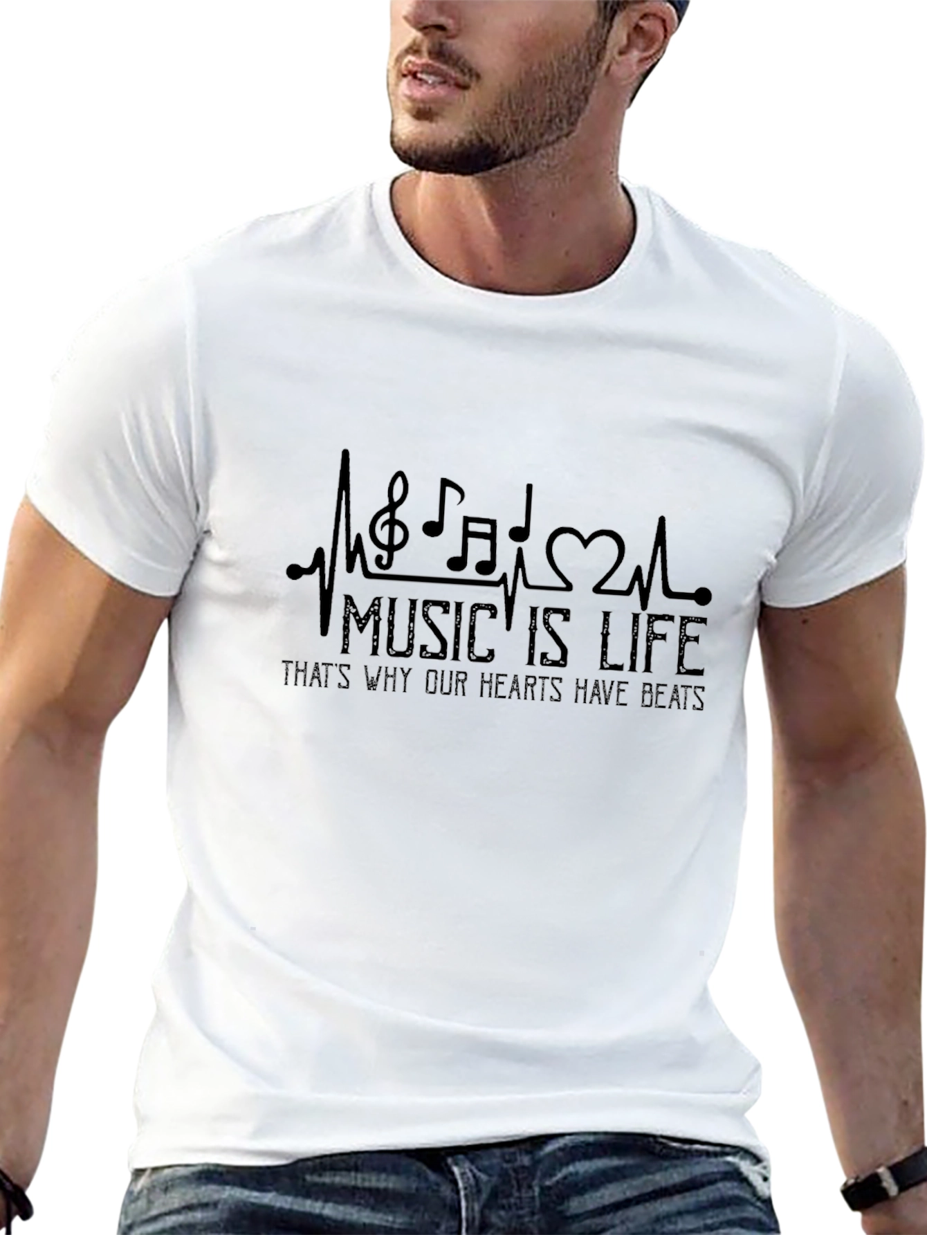 Music is Life T-Shirt - Heartbeat Design