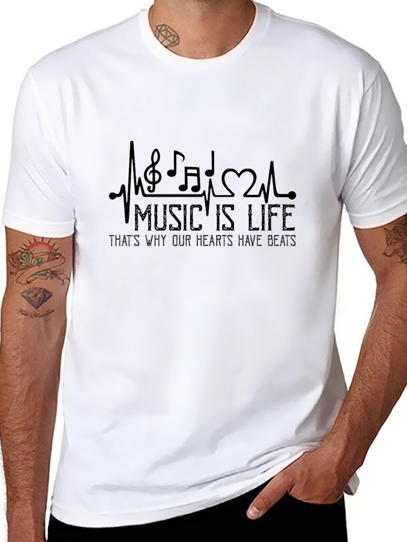 Music is Life T-Shirt - Heartbeat Design